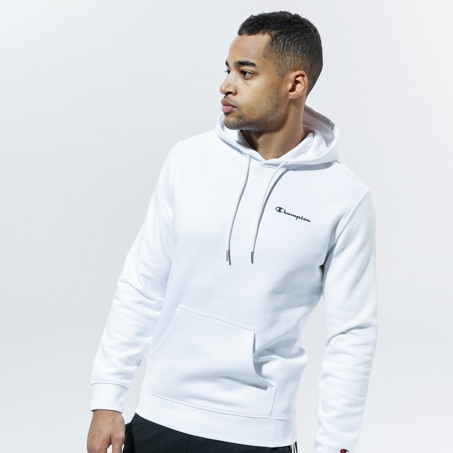 pánská mikina CHAMPION MIKINA S KAPUCÍ HOODED SWEATSHIRT 214749WW001 BÍLÁ