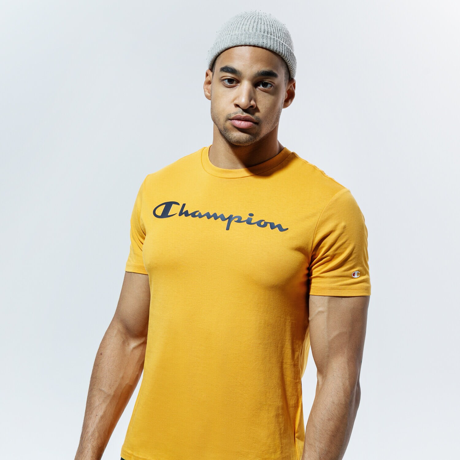 pánské tričko CHAMPION TRIČKO CREWNECK TRIČKO 214747OS033 hořčicová
