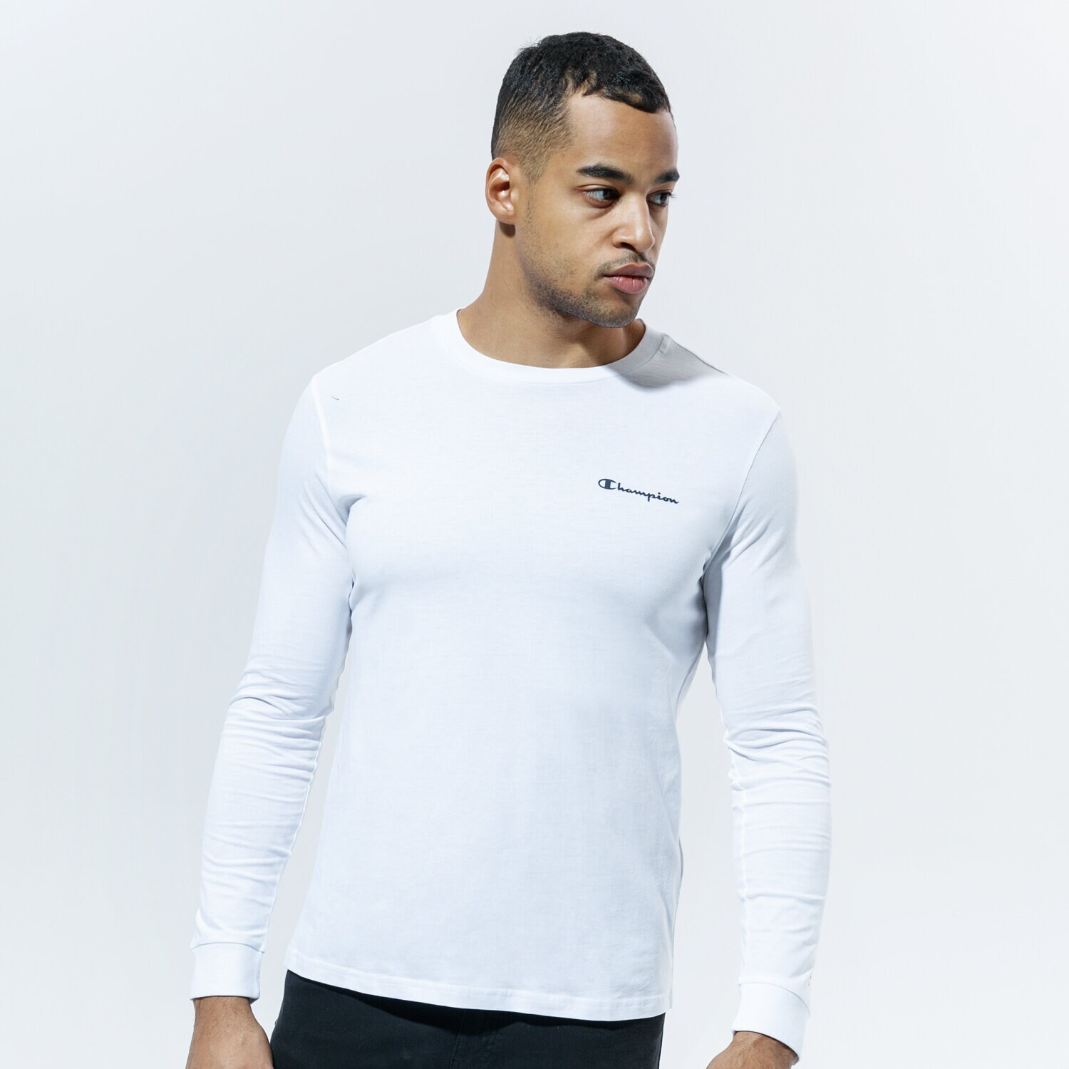 pánské tričko CHAMPION TRIČKO LONG SLEEVE CREWNECK TRIČKO 214756WW001 BÍLÁ