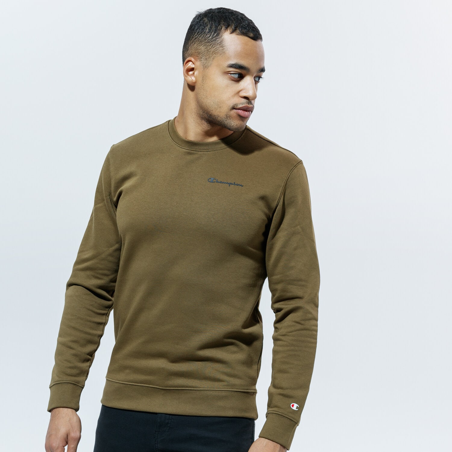 pánská mikina CHAMPION MIKINA CREWNECK SWEATSHIRT 214750MS549 KHAKI
