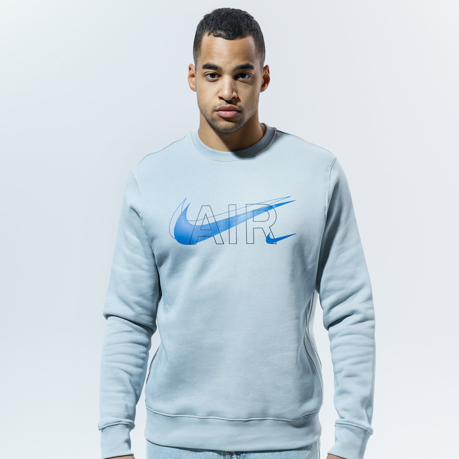 pánská mikina NIKE MIKINA M NSW CREW PRNT PACK BB DD9699-077 ŠEDÁ