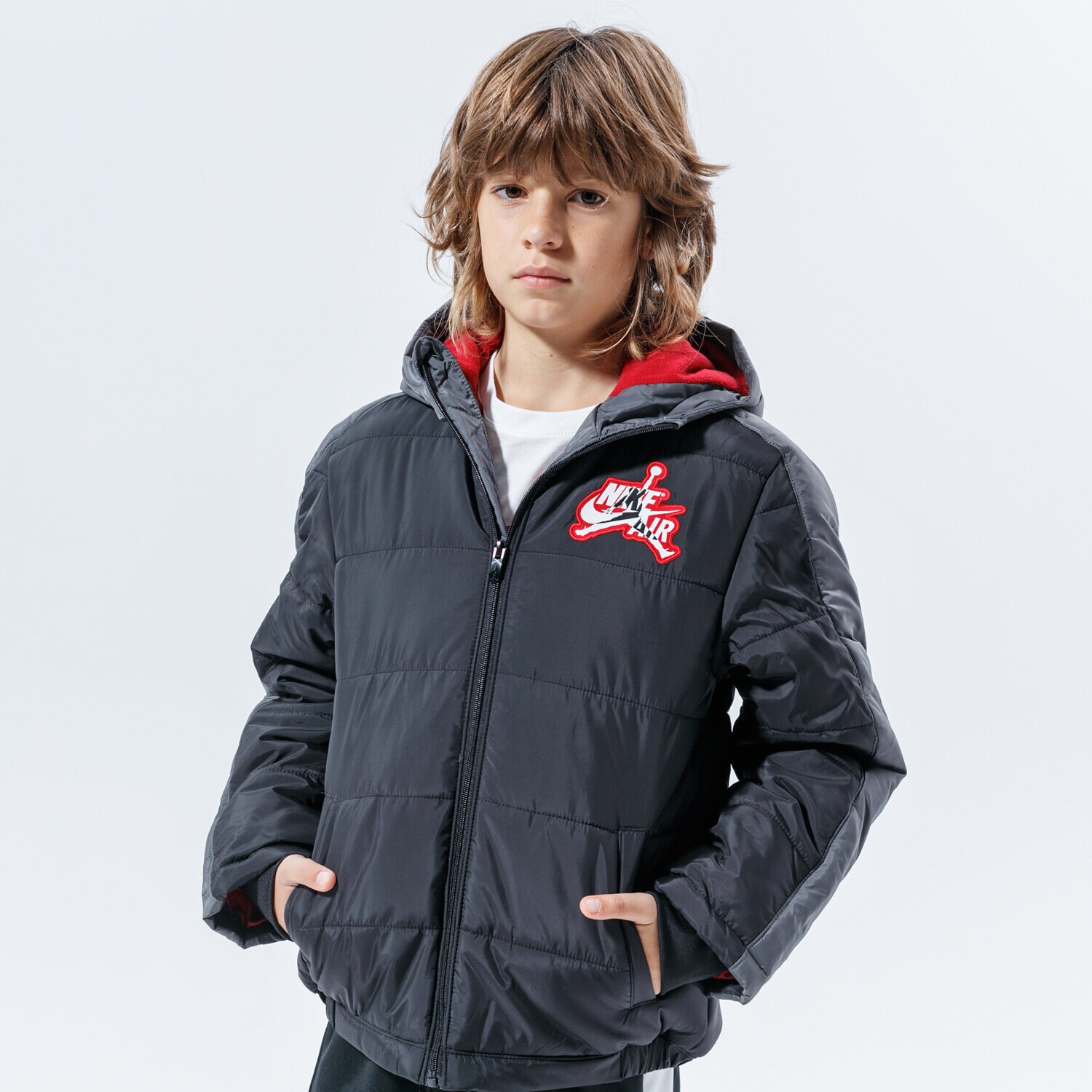 dětské tričko JORDAN MIKINA ROZEPÍNACÍ S KAPUCÍ   JUMPMAN CLASSIC PUFFER J 957917-023 ČERNÁ