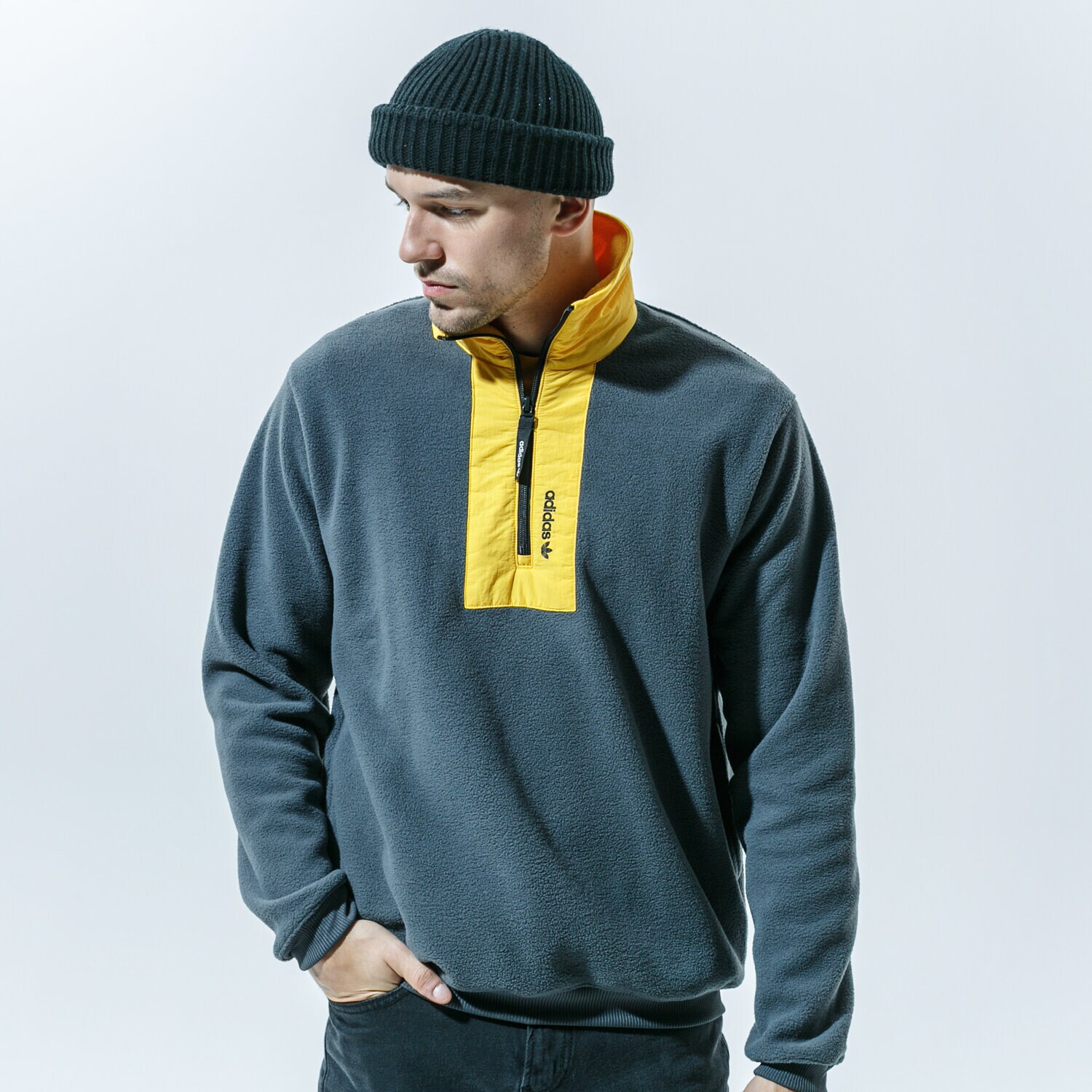 pánská mikina ADIDAS MIKINA ADV BLOCK FLE GD5600 ŠEDÁ