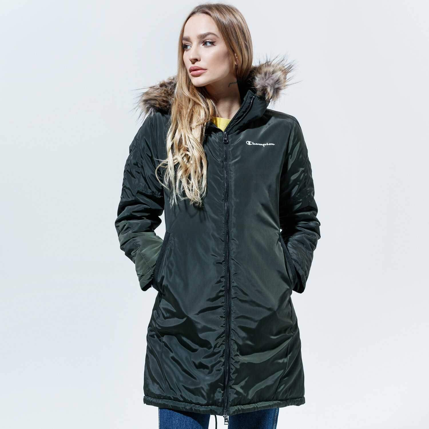 dámská zimní bunda CHAMPION BUNDA ZIMNÍ PARKA JACKET WW 114371GS547 KHAKI