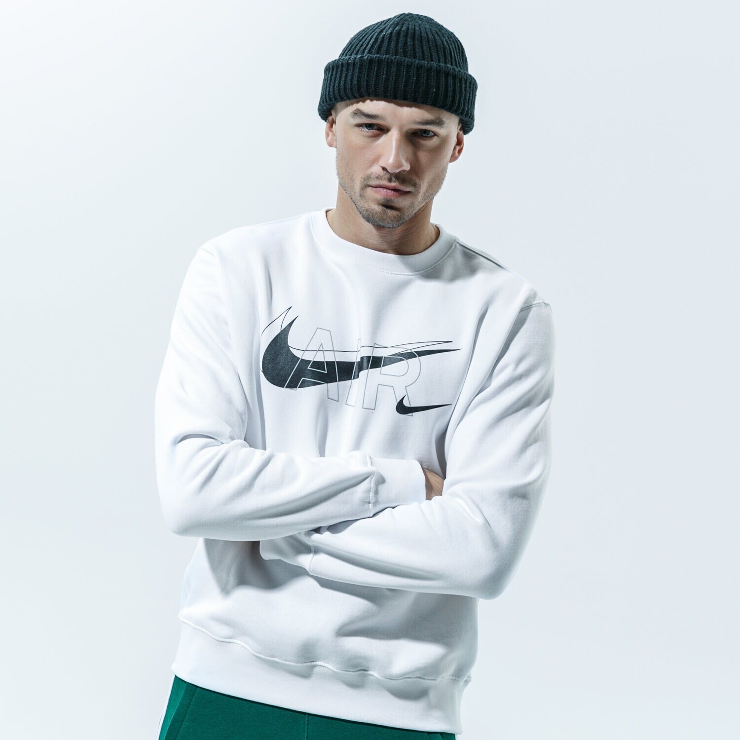 pánská mikina NIKE MIKINA M NSW CREW PRNT PACK BB DD9699-100 BÍLÁ