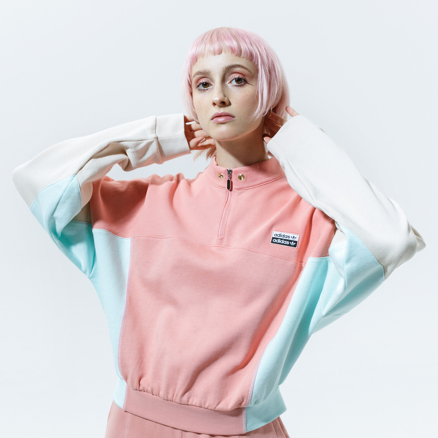 dámská mikina ADIDAS MIKINA ROZEPÍNACÍ R.Y.V. CROPPED SWEATER GE1271 VÍCEBAREVNÁ