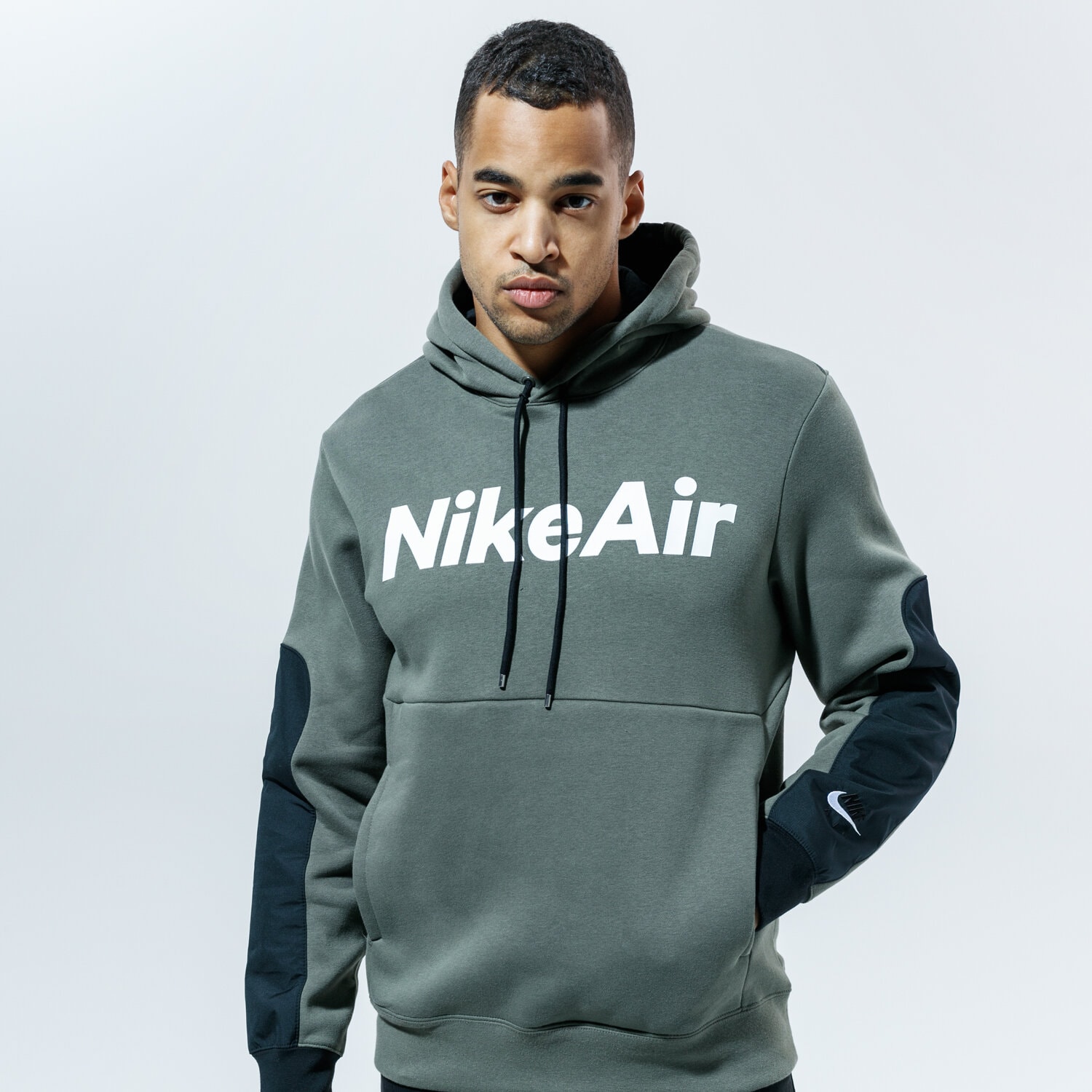 pánská mikina NIKE MIKINA S KAPUCÍ AIR CU4139-380 ŠEDÁ