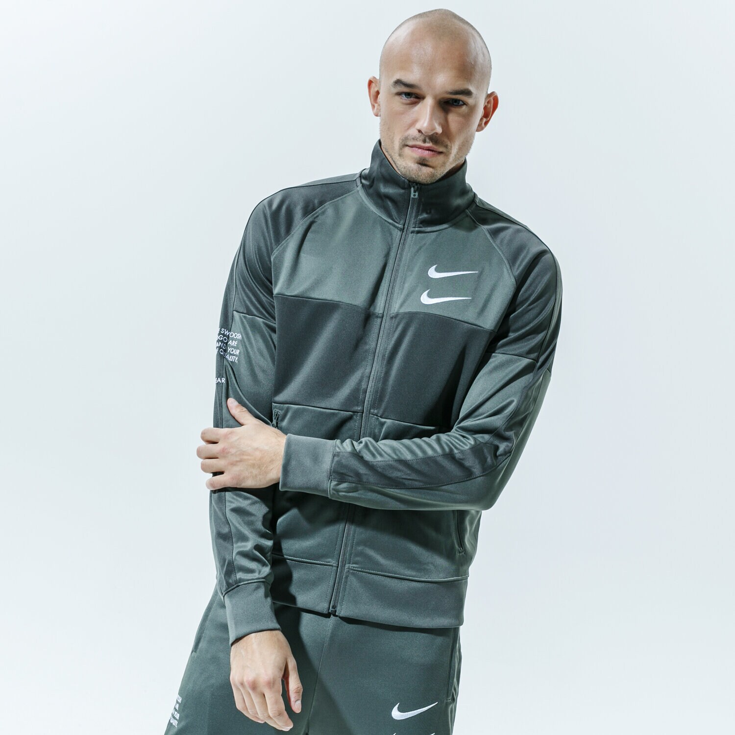 pánská mikina NIKE MIKINA ROZEPÍNACÍ M NSW SWOOSH JKT PK CU3893-380 ZELENÁ