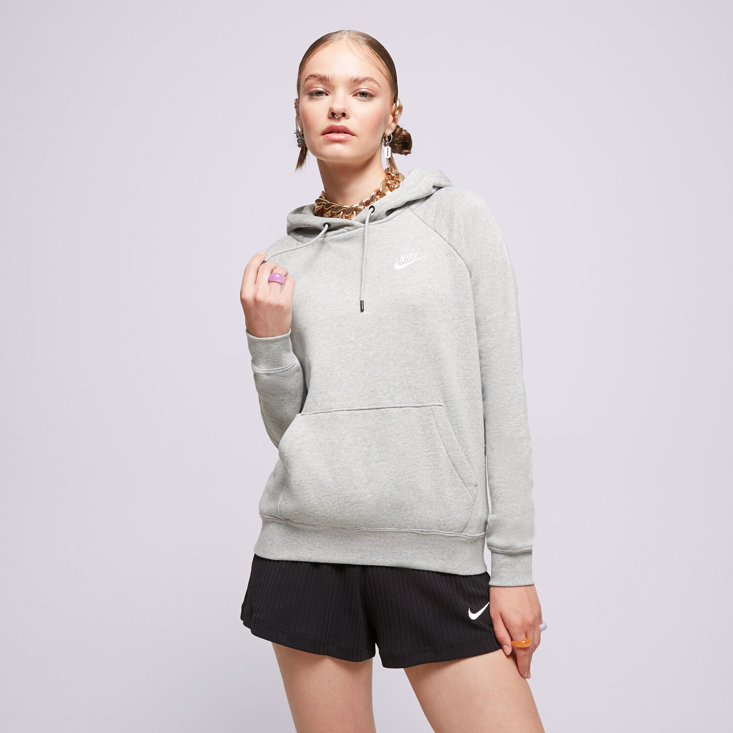 dámská mikina NIKE SPORTSWEAR ESSENTIAL OVERHEAD HOODIE WOMEN'S HOODIE PO  BV4124-063 ŠEDÁ