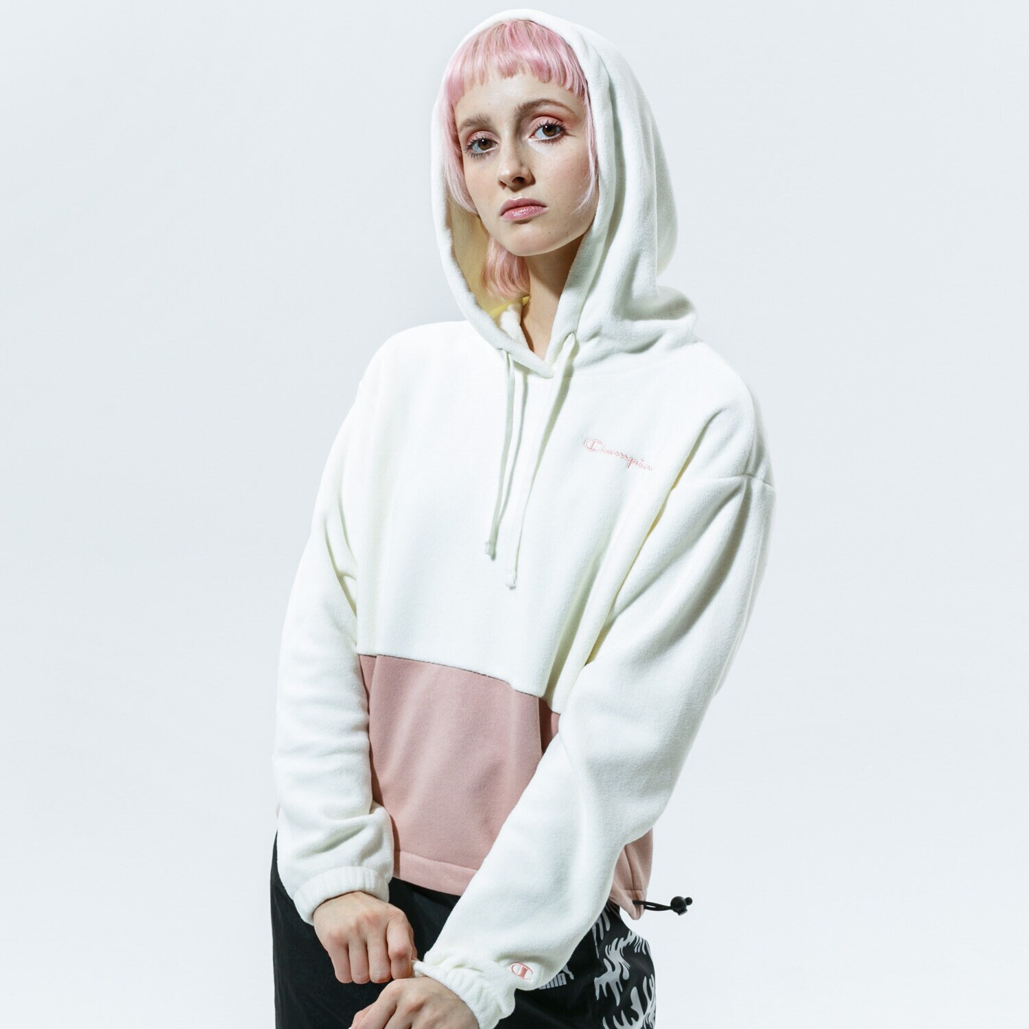 dámská mikina CHAMPION MIKINA S KAPUCÍ HOODED SWEATSHIRT 113231WW005 BÉŽOVÁ