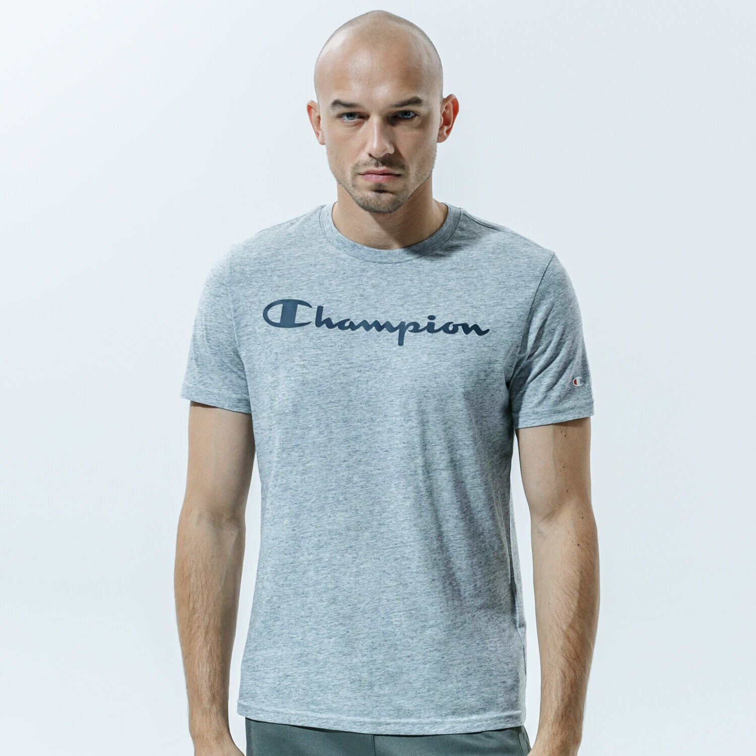 pánské tričko CHAMPION TRIČKO CREWNECK TRIČKO 214747EM021 ŠEDÁ