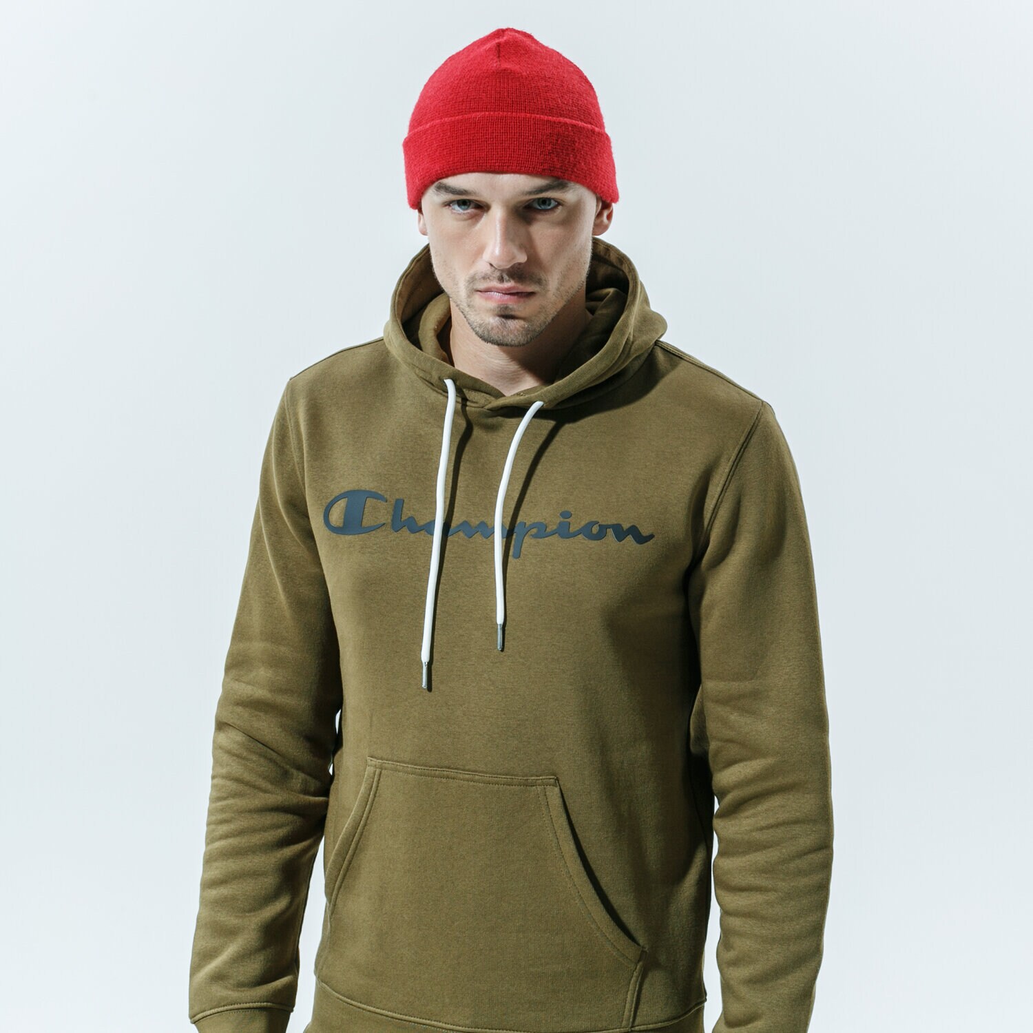 pánská mikina CHAMPION MIKINA S KAPUCÍ HOODED SWEATSHIRT 214743MS549 KHAKI