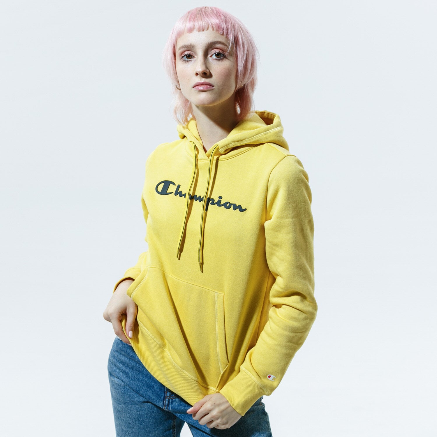 dámská mikina CHAMPION MIKINA S KAPUCÍ HOODED SWEATSHIRT 113207YS087 hořčicová