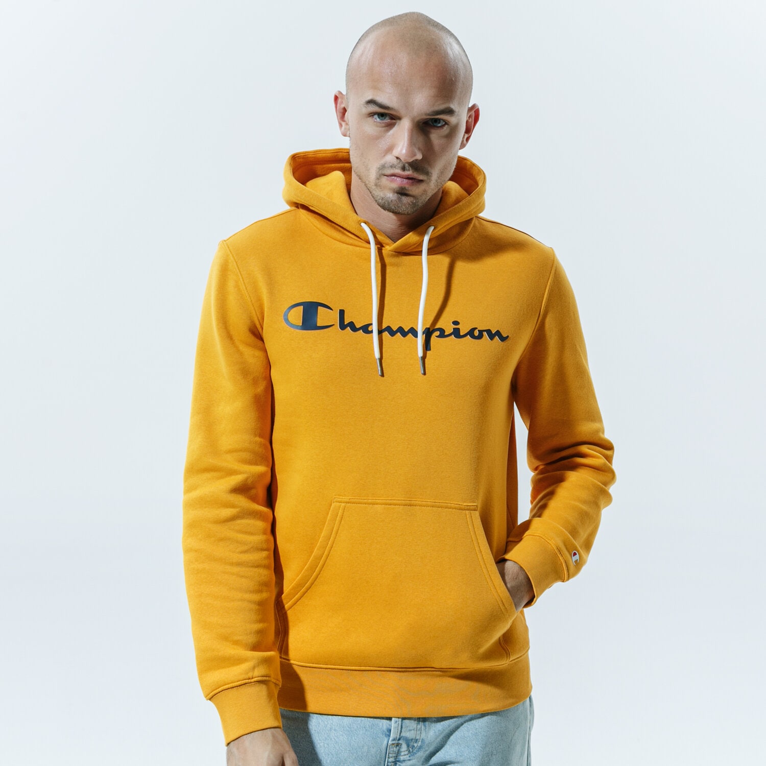pánská mikina CHAMPION MIKINA S KAPUCÍ HOODED SWEATSHIRT 214743OS033 hořčicová