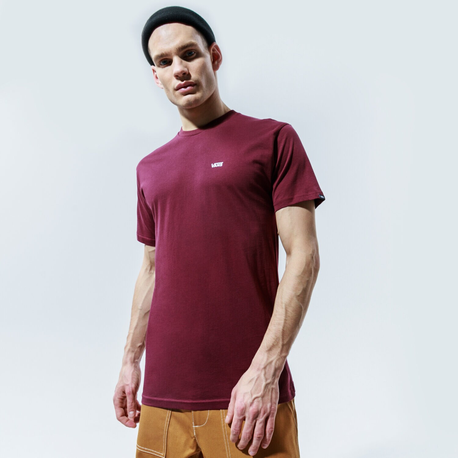 pánské tričko VANS TRIČKO LEFT CHEST LOGO TEE PORT ROYALE-WHITE VN0A3CZEK1O1 BORDOVÁ