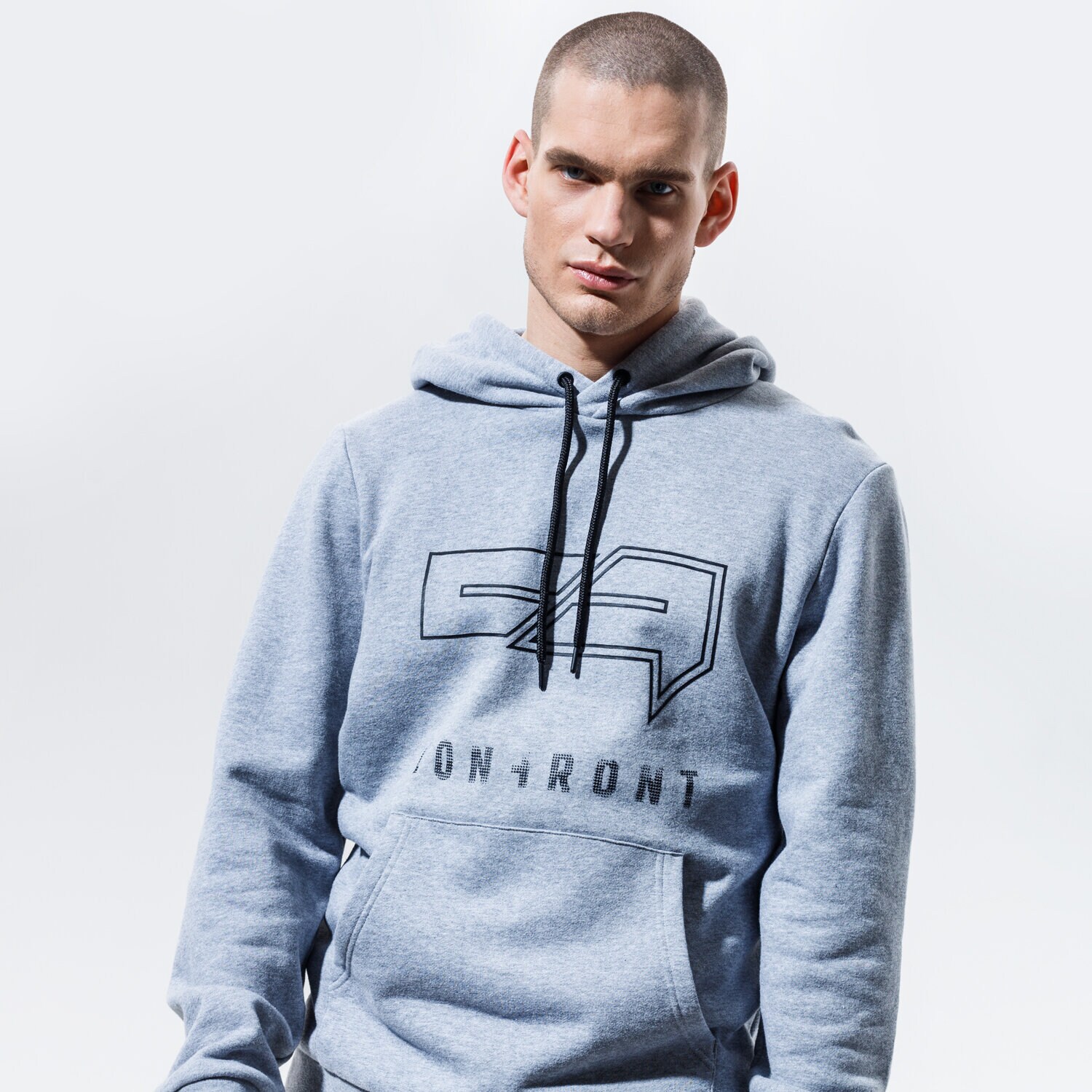 pánská mikina CONFRONT MIKINA S KAPUCÍ BIG LOGO HOODY CF320BLM38004 ŠEDÁ