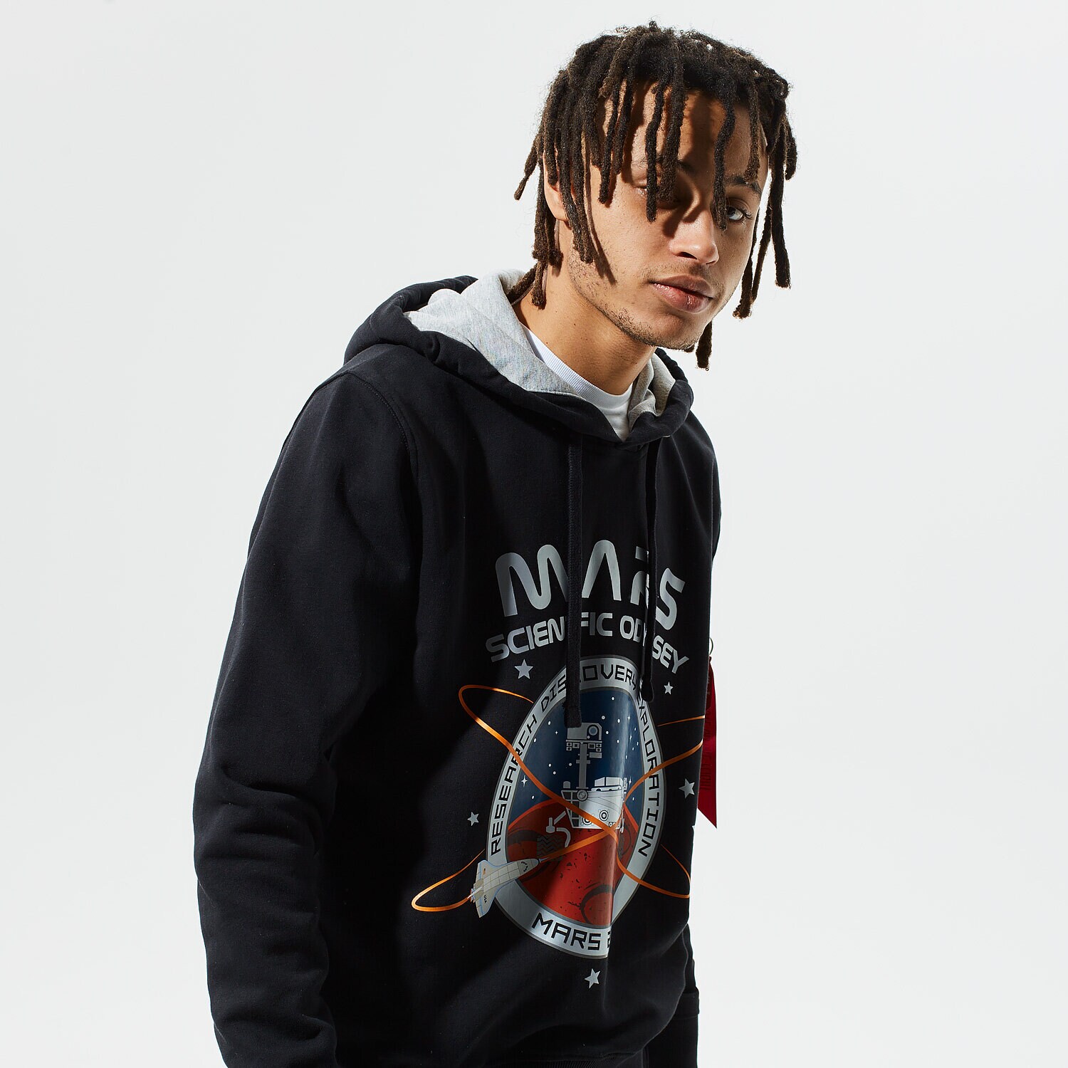 pánská mikina ALPHA INDUSTRIES MIKINA S KAPUCÍ MISSION TO MARS HOODY 12633003 ČERNÁ