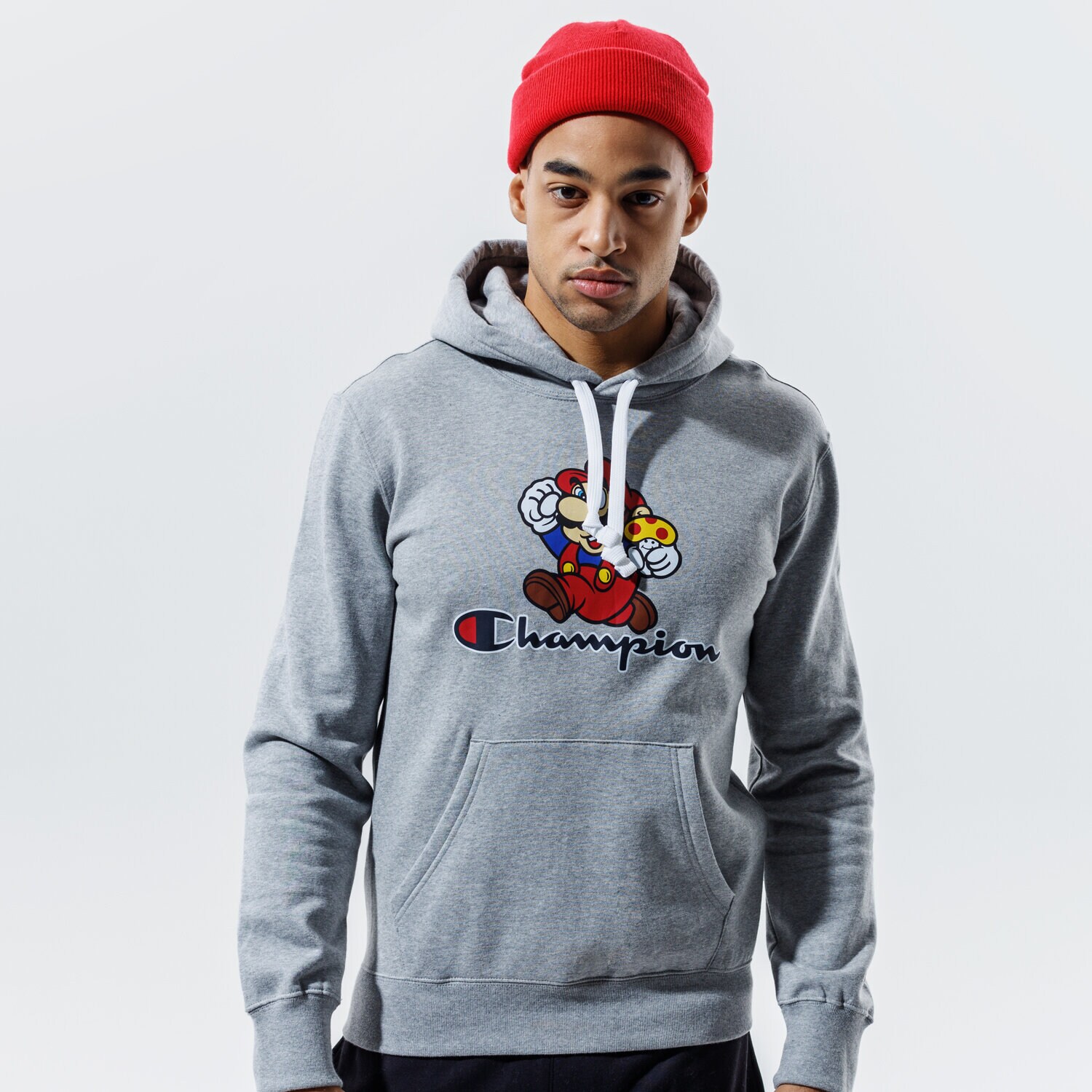 pánská mikina CHAMPION MIKINA S KAPUCÍ HOODED SWEATSHIRT 216868EM006 ŠEDÁ