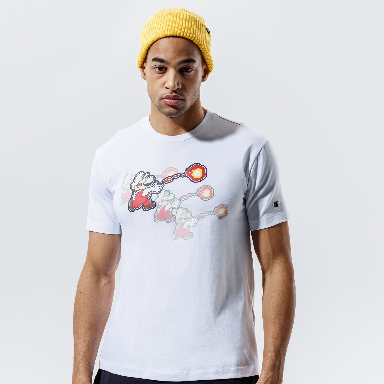 pánské tričko CHAMPION TRIČKO CREWNECK TRIČKO 216871WW001 BÍLÁ