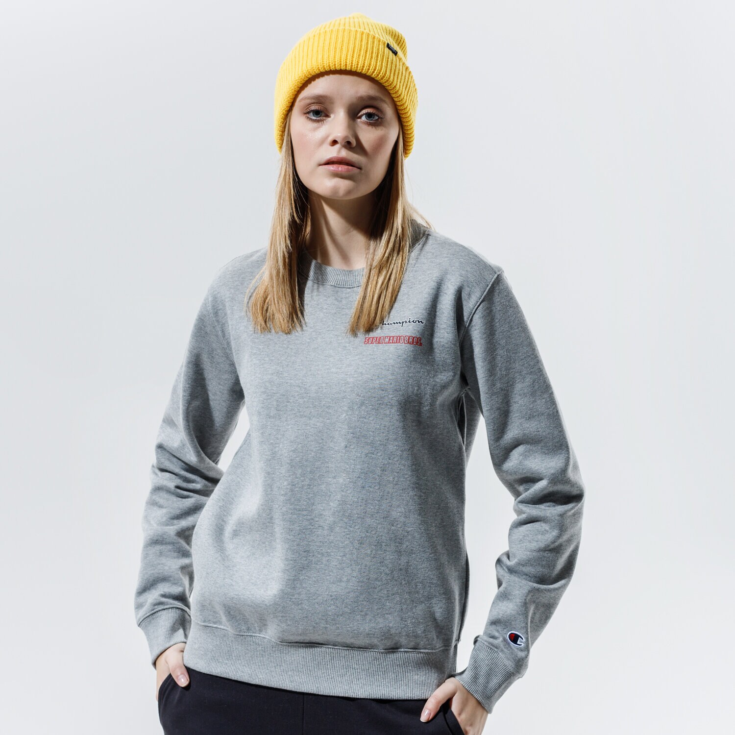 dámská mikina CHAMPION MIKINA CREWNECK SWEATSHIRT 114712EM006 ŠEDÁ