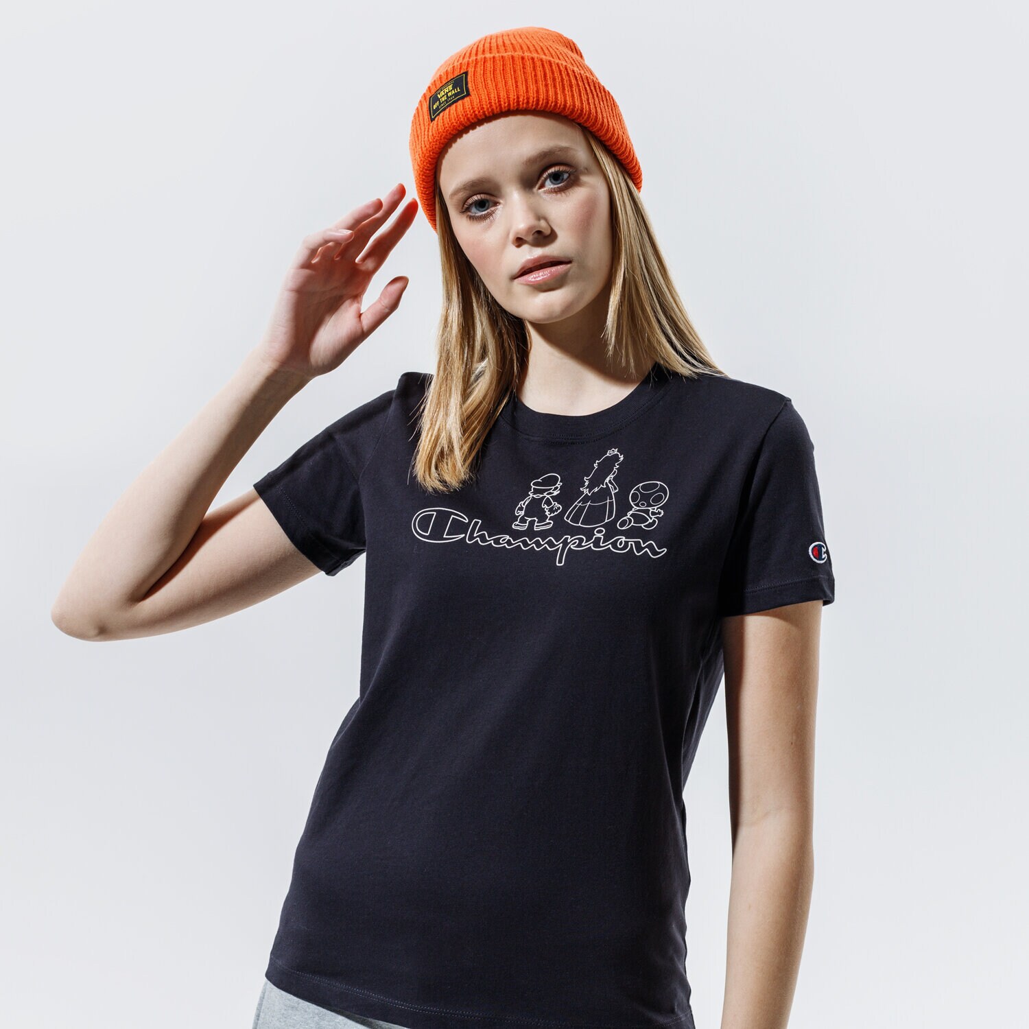 dámské tričko CHAMPION TRIČKO CREWNECK TRIČKO 114714KK001 ČERNÁ