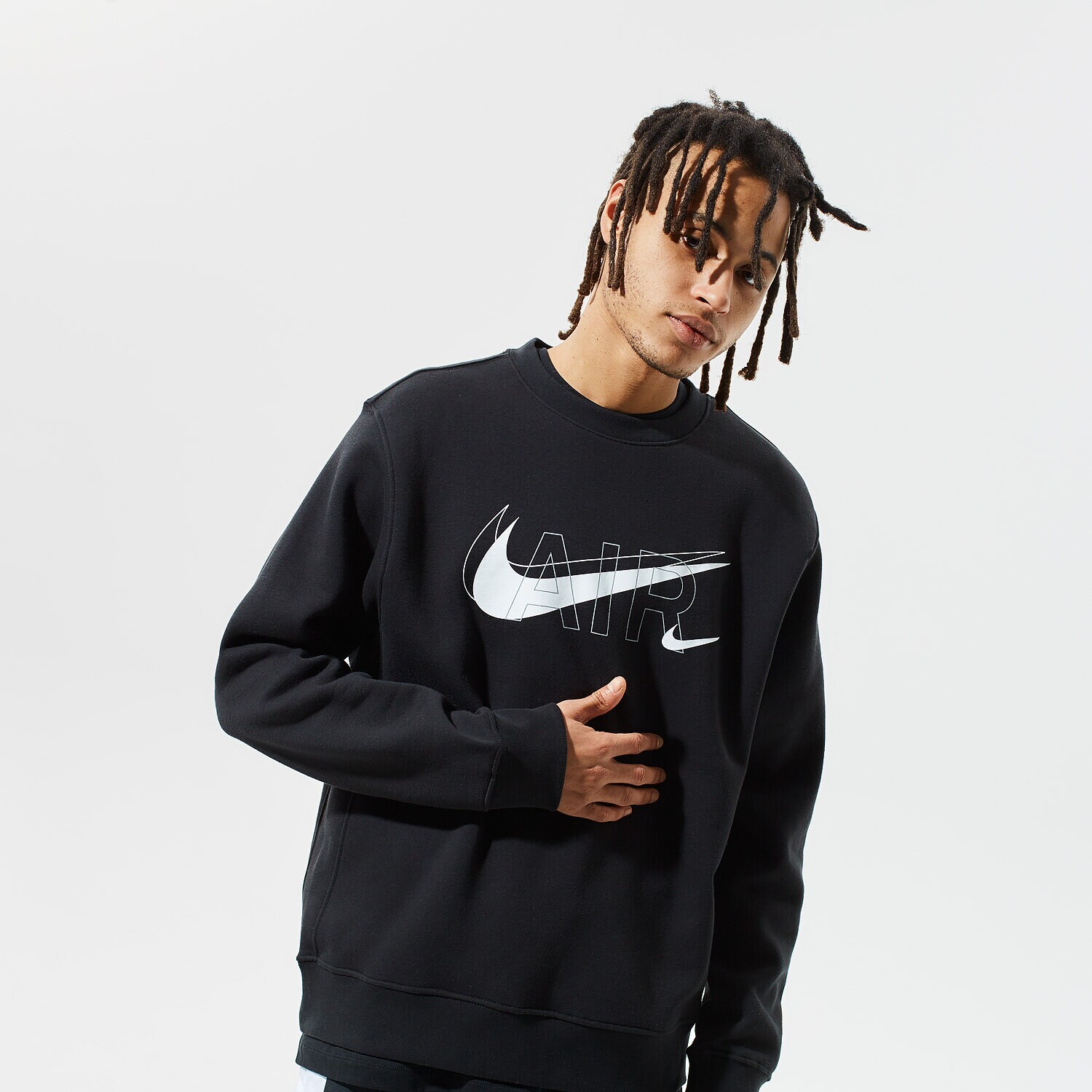 pánská mikina NIKE MIKINA M NSW CREW PRNT PACK BB DD9699-010 ČERNÁ