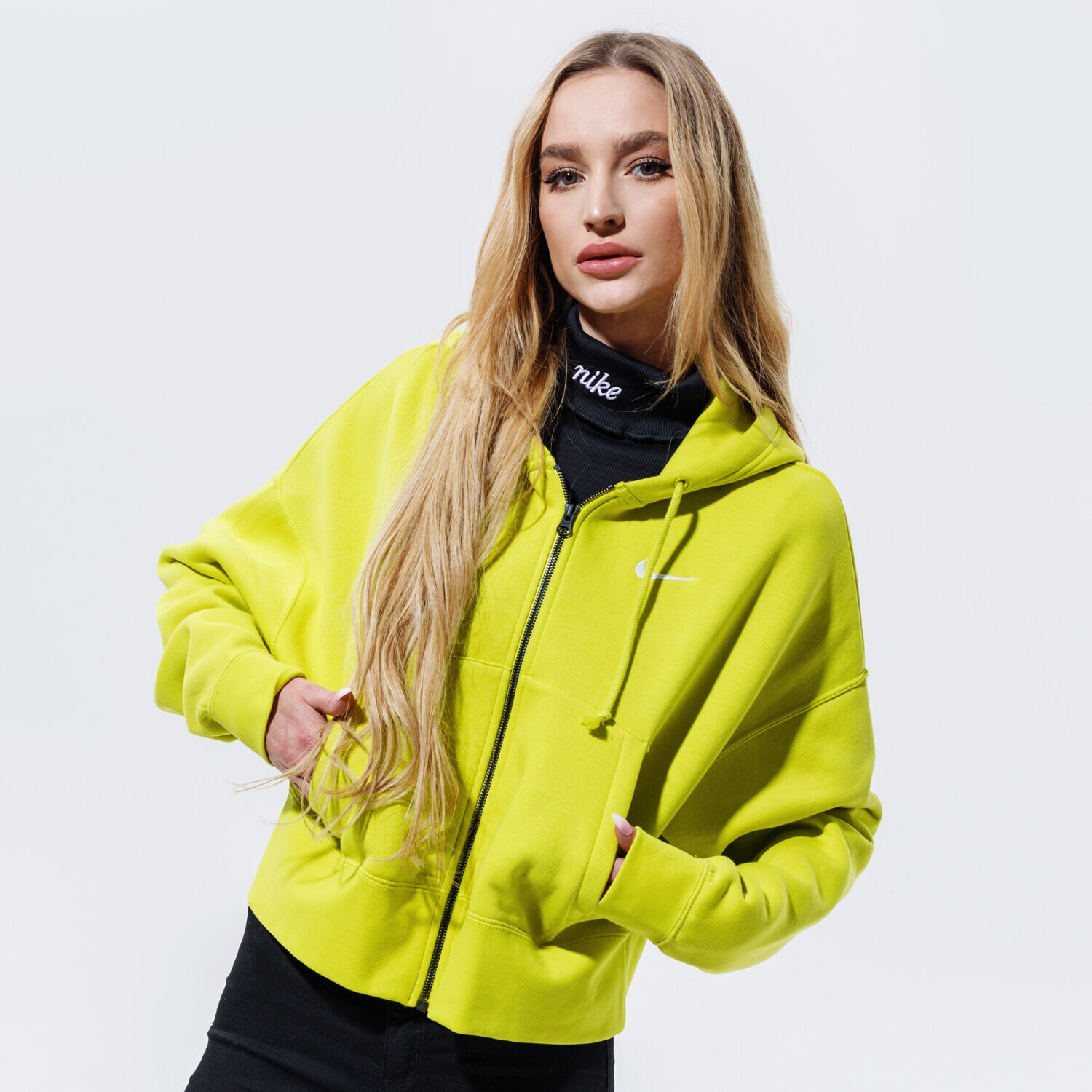 dámská mikina NIKE MIKINA ROZEPÍNACÍ S KAPUCÍ NIKE SPORTSWEAR ESSENTIALS CK1505-344 ŽLUTÁ