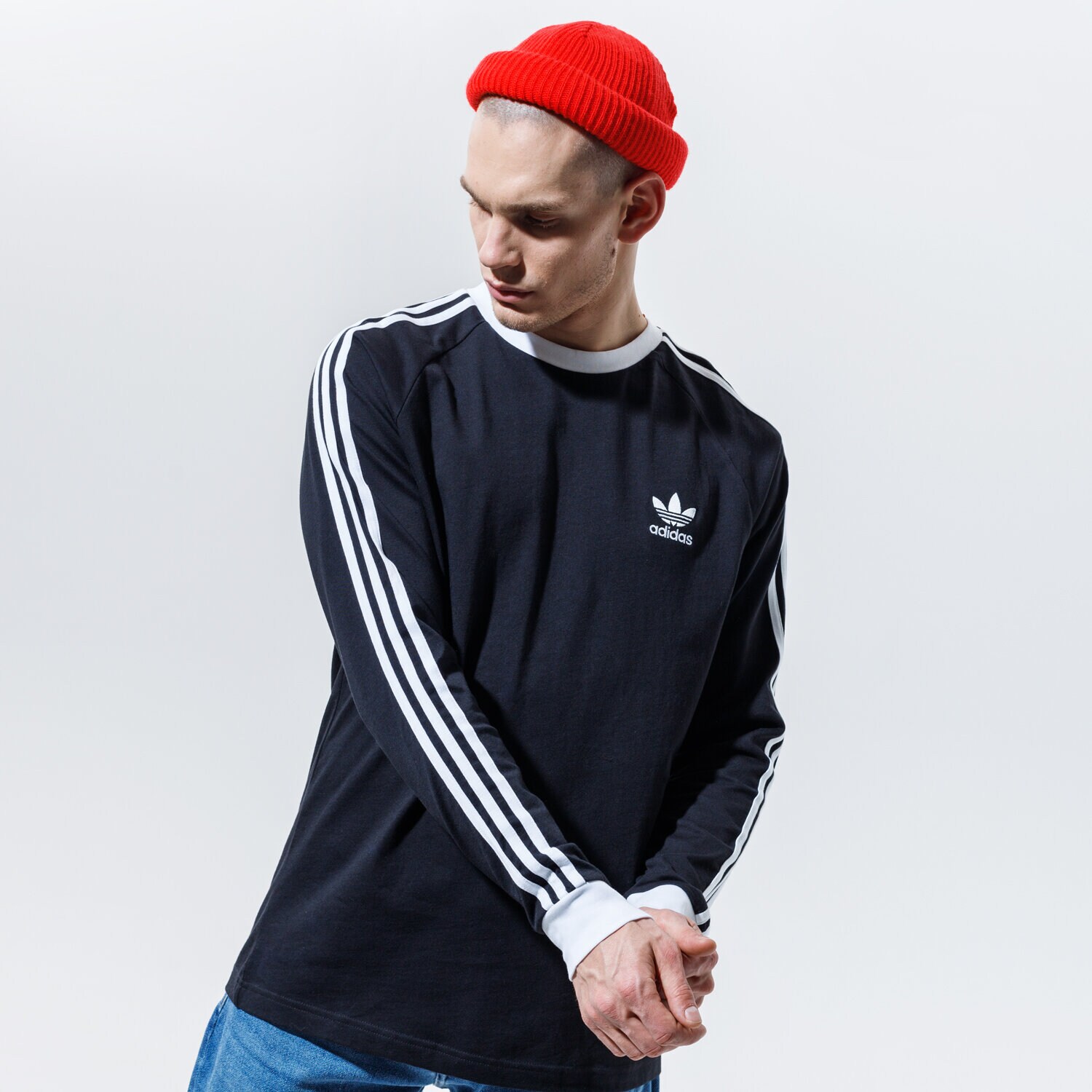 pánské tričko ADIDAS TRIČKO 3-STRIPES LS T GN3478 ČERNÁ