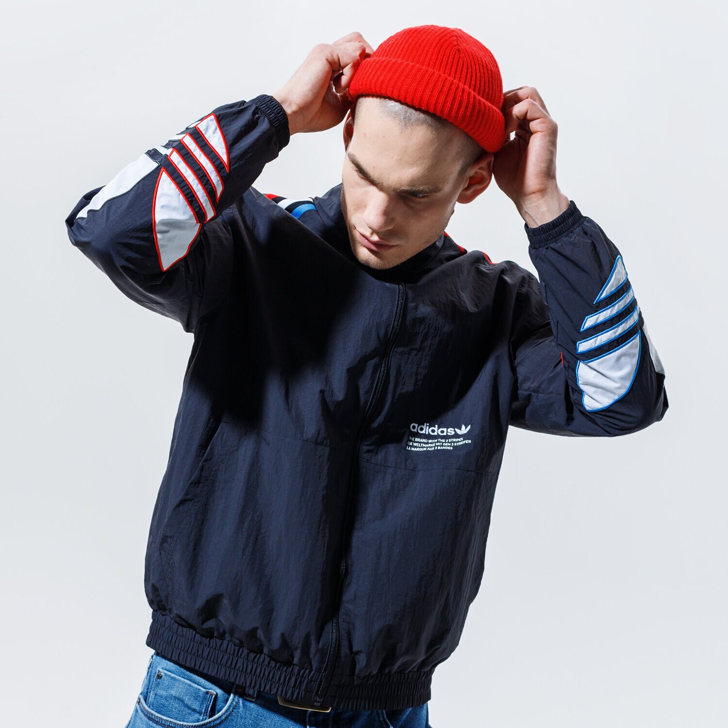 Přechodná bunda pánská (podzimní, jarní) ADIDAS BUNDA ROZEPÍNACÍ TRICOL TT GN3582 ČERNÁ