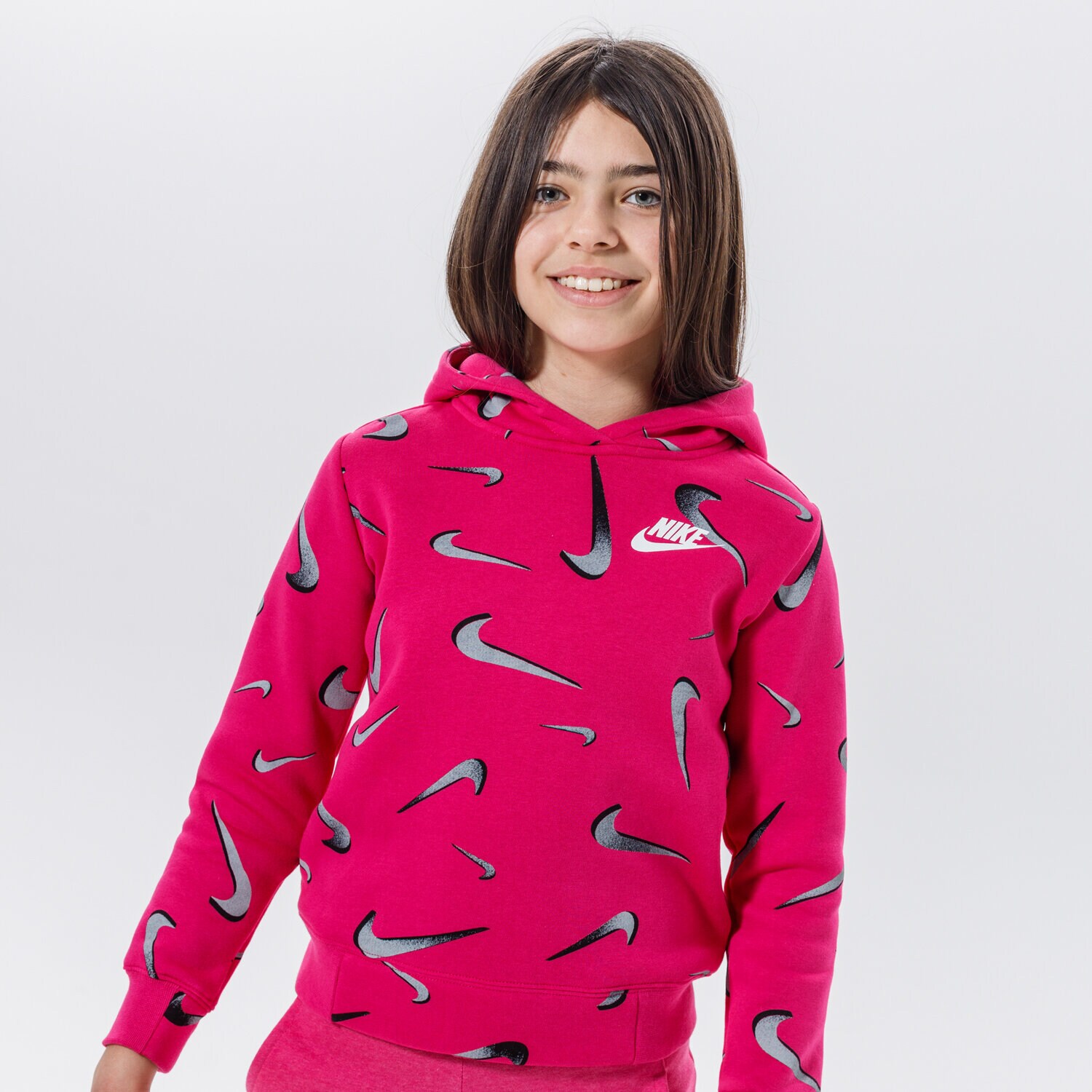dětská mikina NIKE MIKINA S KAPUCÍ SPORTSWEAR GIRL DC3429-675 RŮŽOVÁ