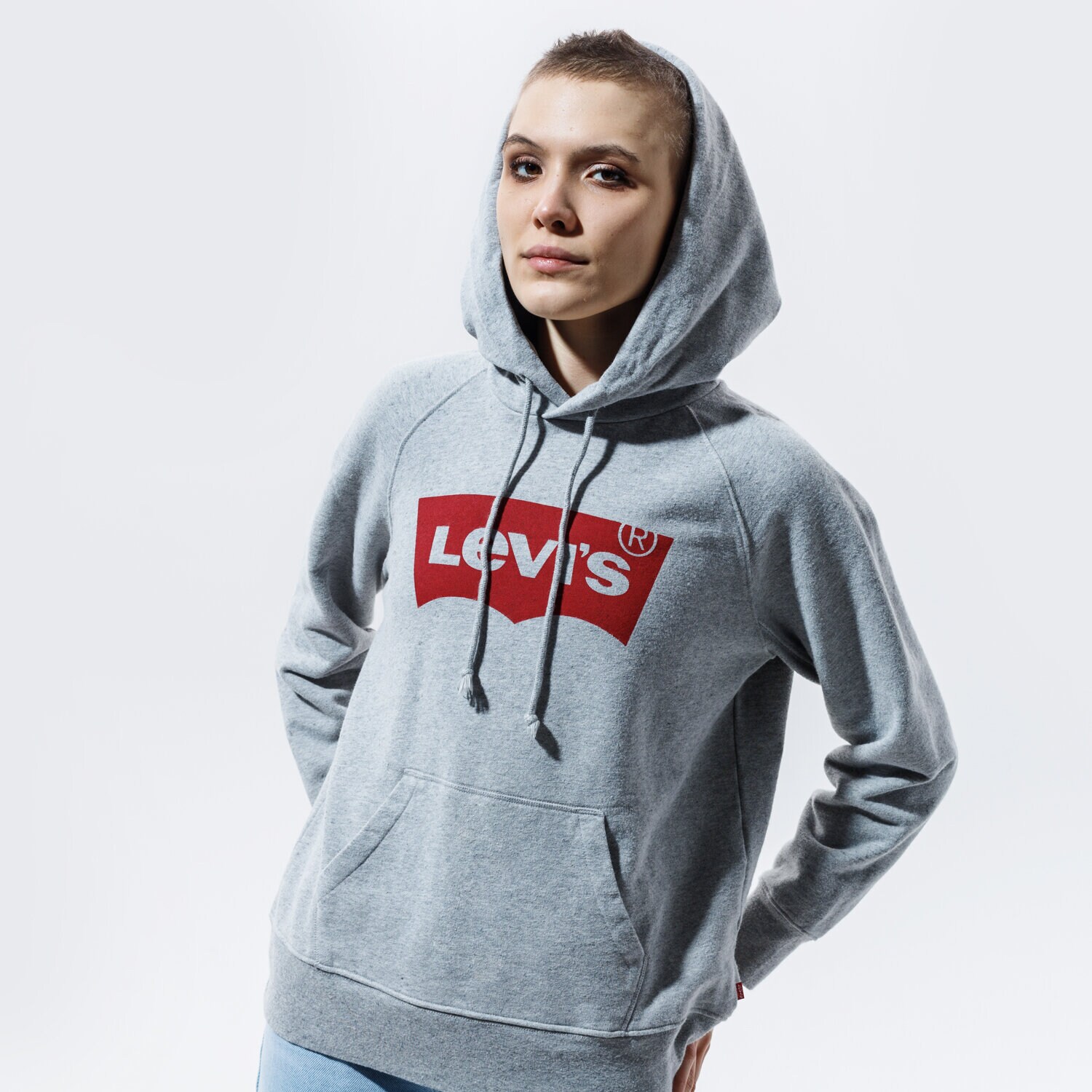 dámská mikina LEVI'S MIKINA S KAPUCÍ GRAPHIC SPORT HOODIE 35946-0003 ŠEDÁ