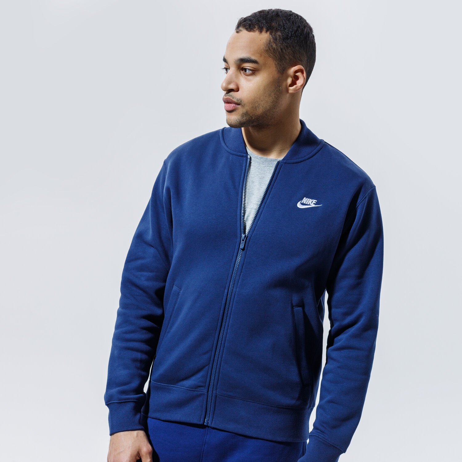 pánská mikina NIKE MIKINA ROZEPÍNACÍ SPORTSWEAR CLUB FLEECE BV2686-411 TMAVOMODRÁ