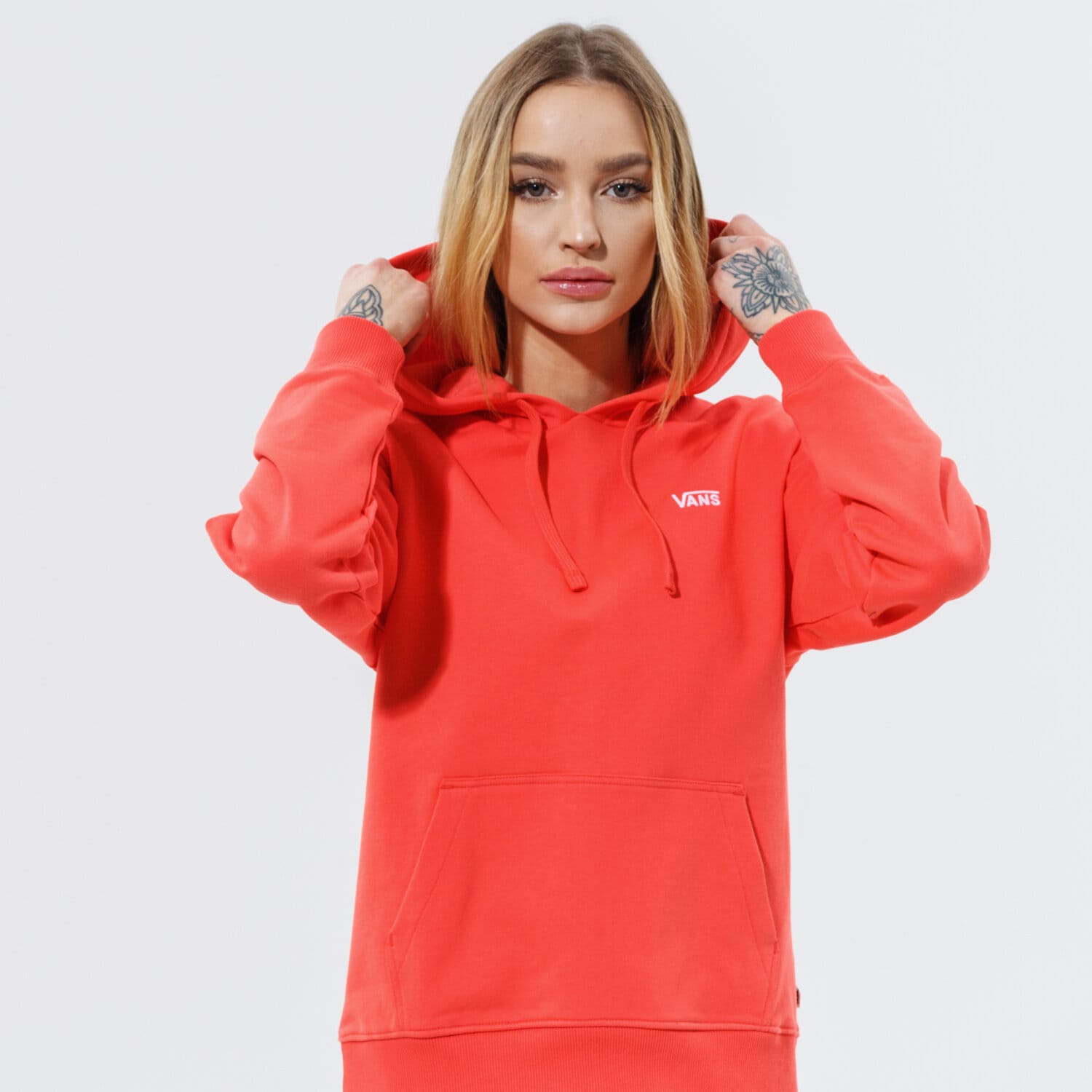 dámská mikina VANS MIKINA S KAPUCÍ WM FLYING V BF FT HOODIE HOT CORAL VN0A5AR4LM31 ORANŽOVÁ