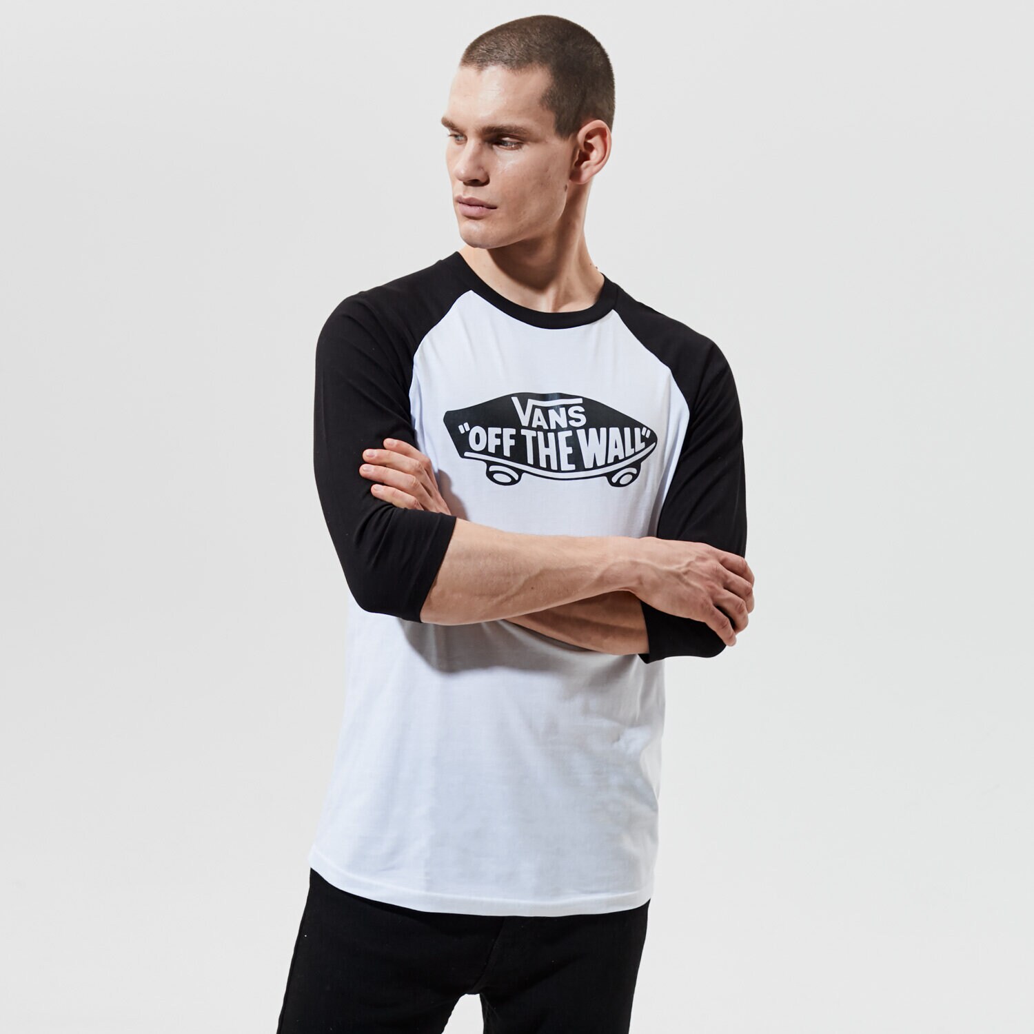 pánské tričko VANS TRIČKO MN OTW RAGLAN WHITE/BLACK VN000XXMYB21 BÍLÁ