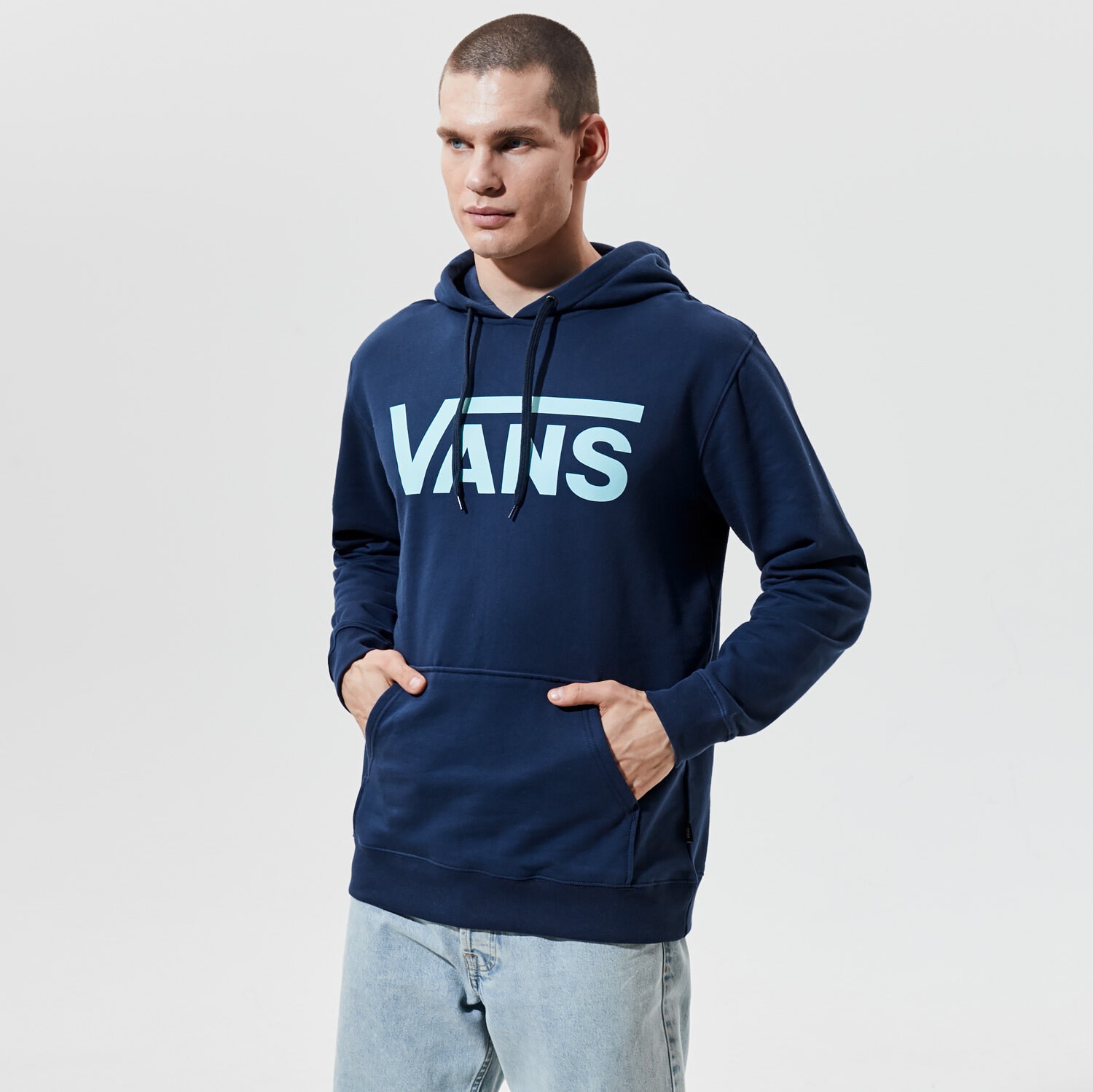 pánská mikina VANS MIKINA S KAPUCÍ MN VANS CLASSIC   PO HOODIE II DRESS BL VN0A456BZ561 TMAVOMODRÁ