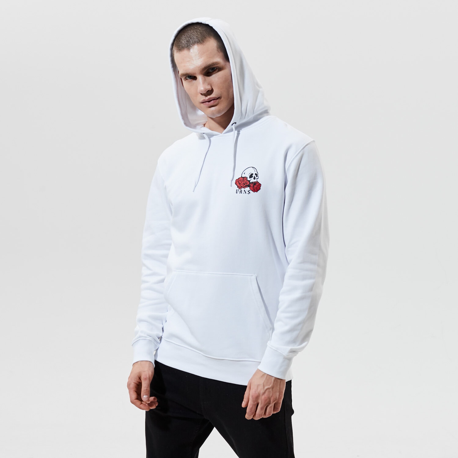 pánská mikina VANS MIKINA S KAPUCÍ MN ROSE BED PO WHITE VN0A54AKWHT1 BÍLÁ