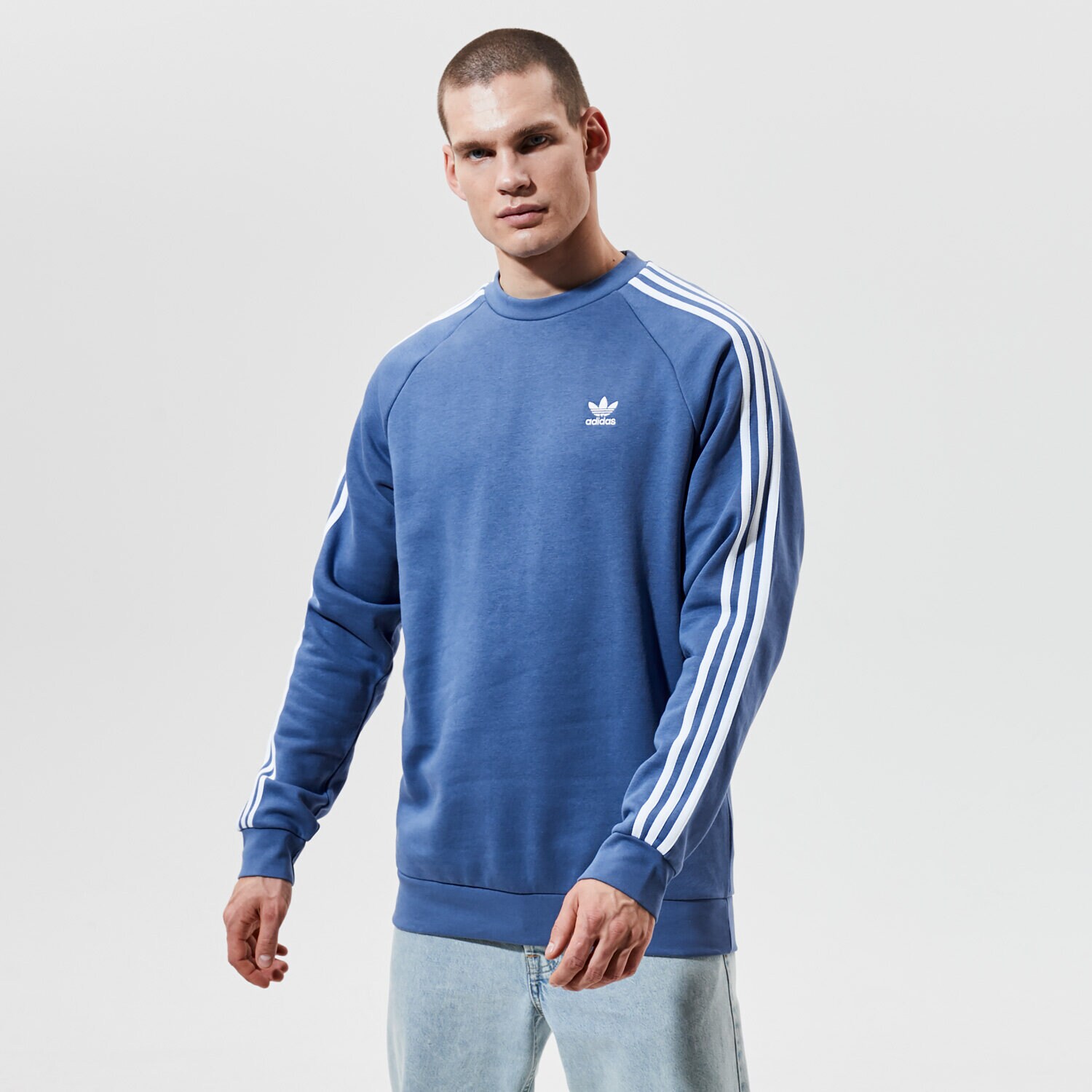pánská mikina ADIDAS MIKINA 3-STRIPES CREW GN3482 MODRÁ