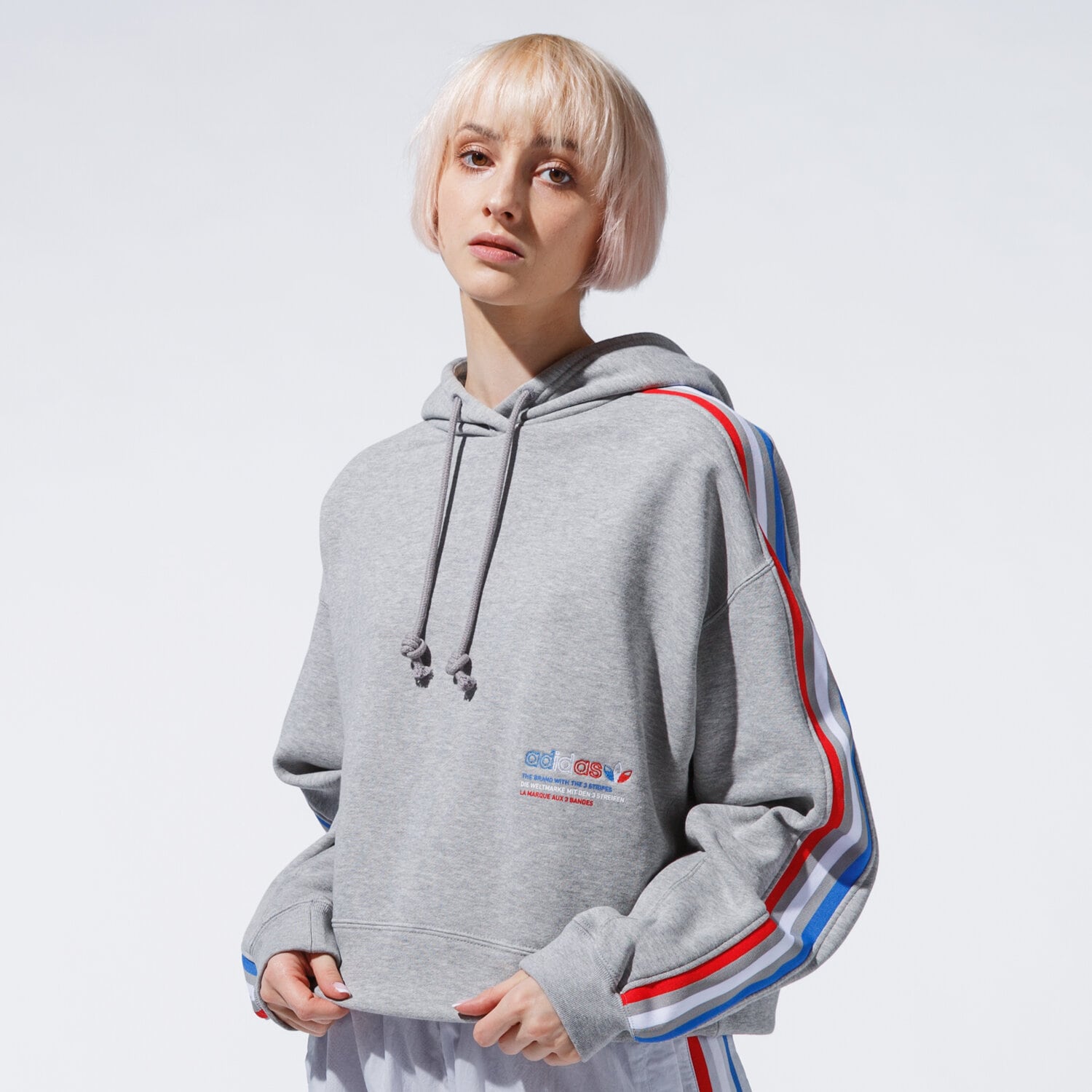 dámská mikina ADIDAS MIKINA S KAPUCÍ HOODIE GN2855 ŠEDÁ