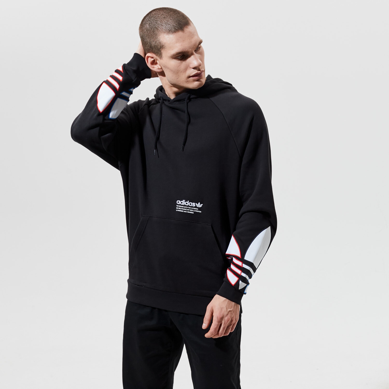 pánská mikina ADIDAS  MIKINA S KAPUCÍ TRICOL HOODY GN3570 ČERNÁ