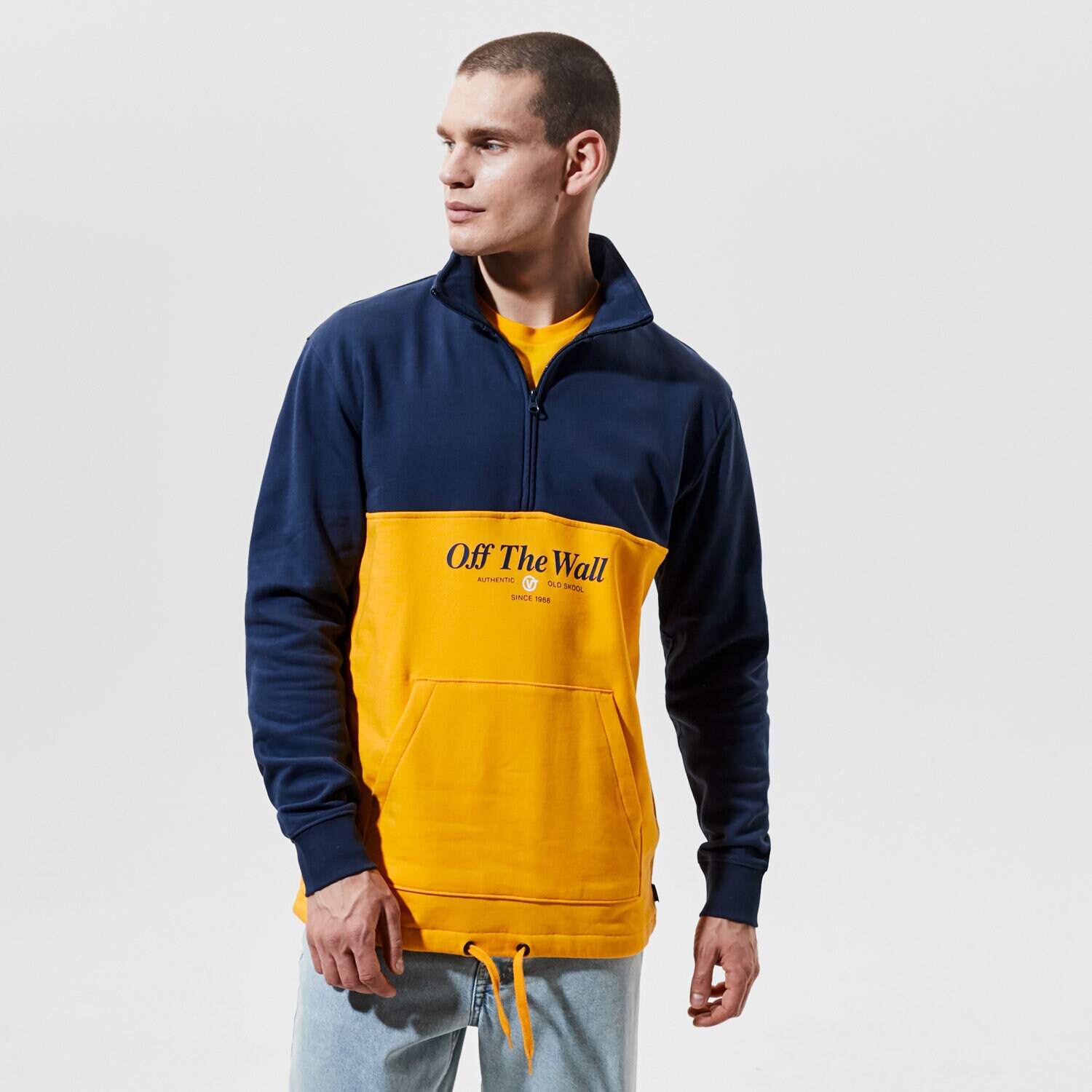 pánská mikina VANS BUNDA MN FREQUENCY QZP SAFFRON/DRESS BLUES VN0A54AAZ5M1 ŽLUTÁ