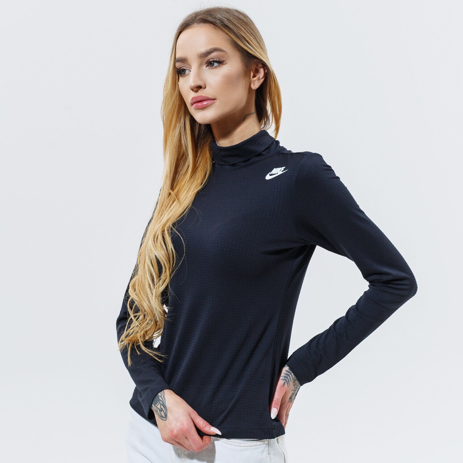 dámské tričko NIKE TRIČKO W NSW TOP LS MOCK UU DD3609-010 ČERNÁ