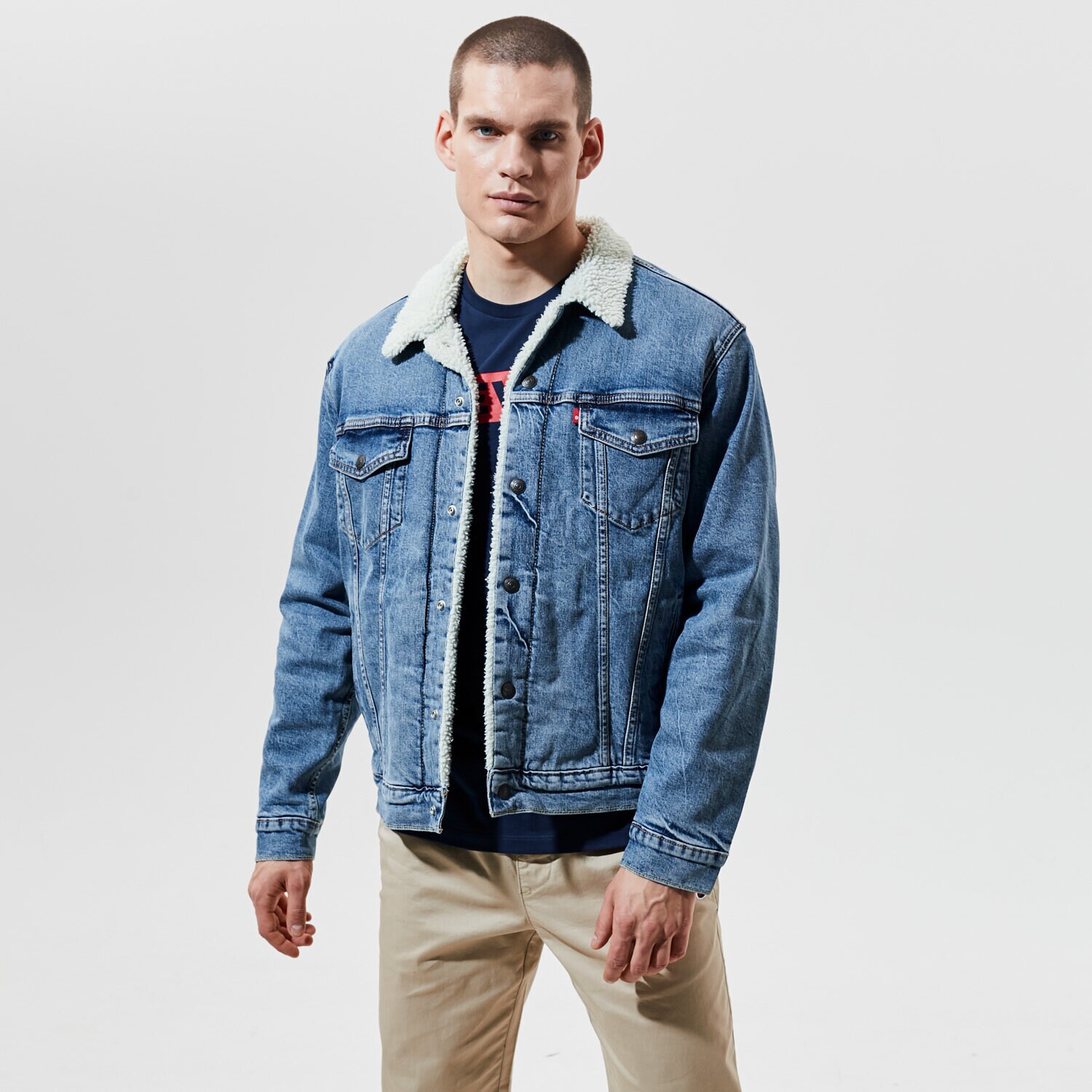 pánská zimní bunda LEVI'S BUNDA TYPE 3 SHERPA TRUCKER 16365-0138 MODRÁ