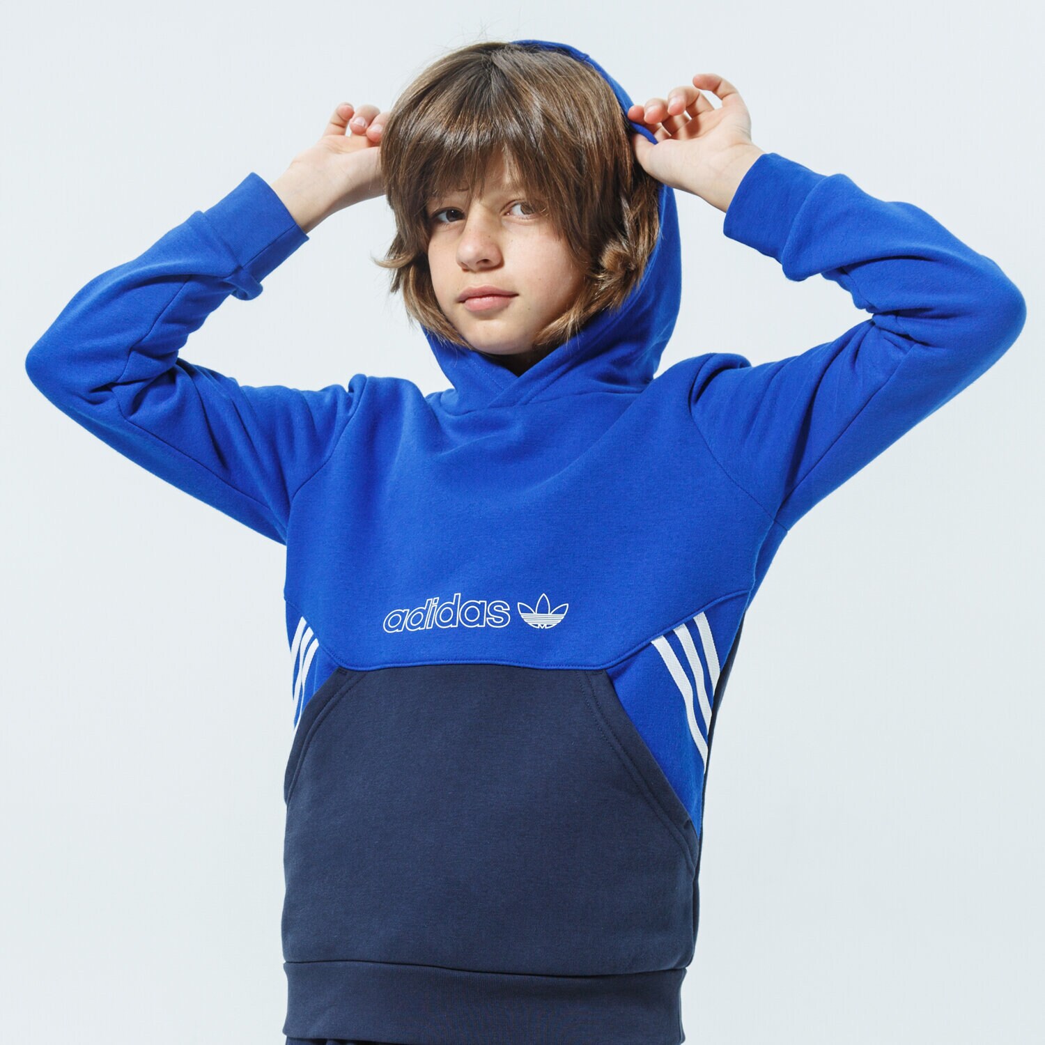 dětská mikina ADIDAS MIKINA S KAPUCÍ HOODIE MM GN2384 MODRÁ