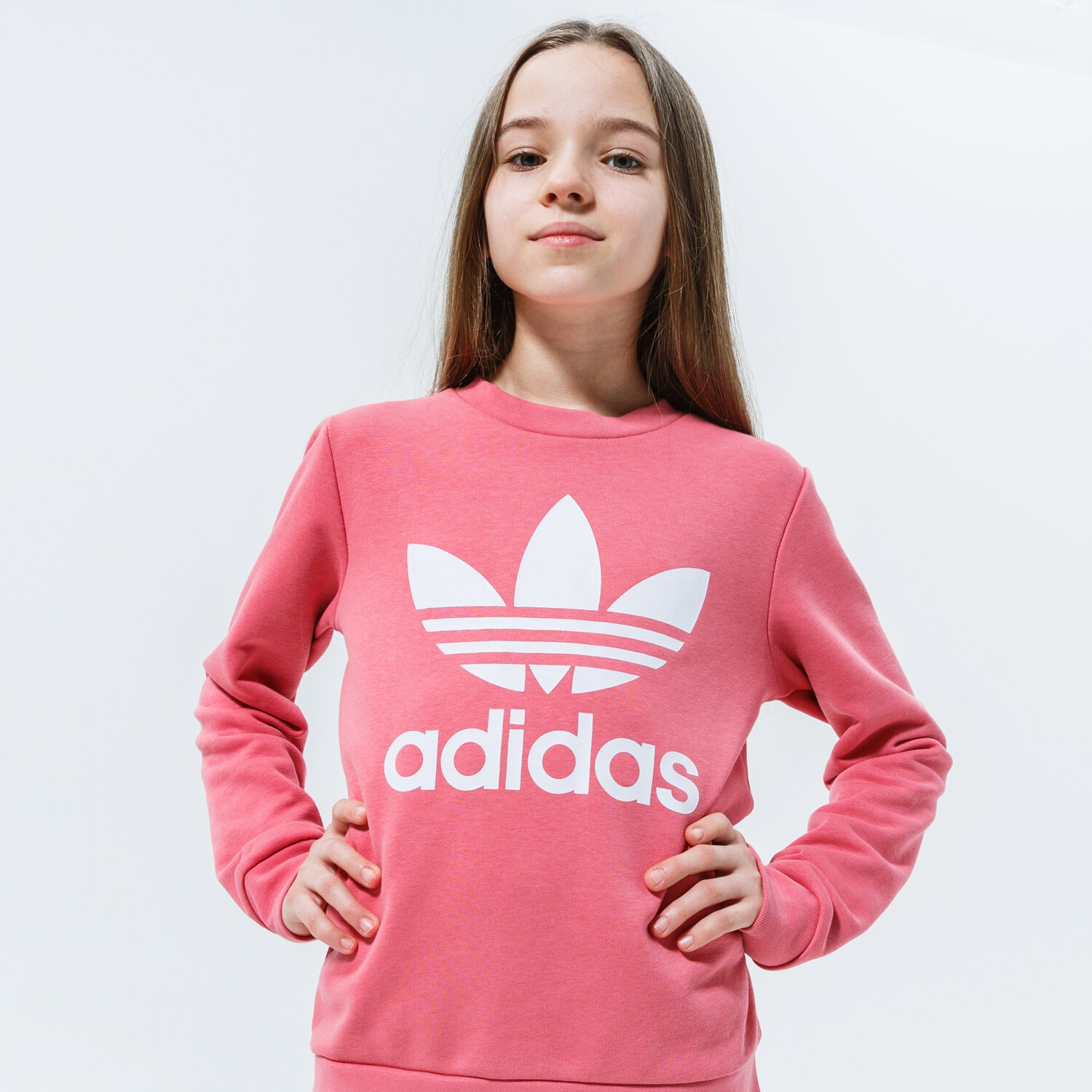dětská mikina ADIDAS MIKINA TREFOIL CREW WW GN8253 RŮŽOVÁ