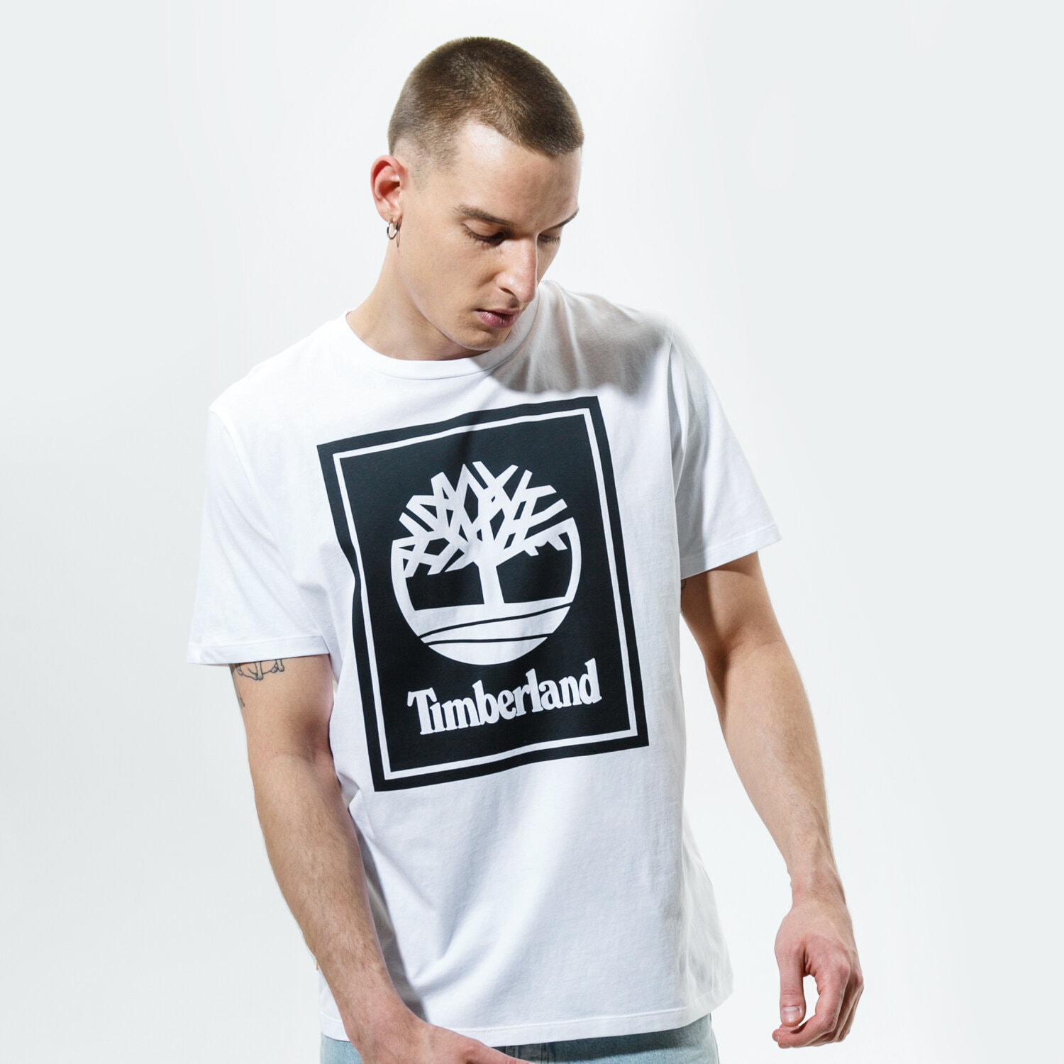 pánské tričko TIMBERLAND TRIČKO YC CORE+ STACK LOGO TEE TB0A2AJ1P541 BÍLÁ