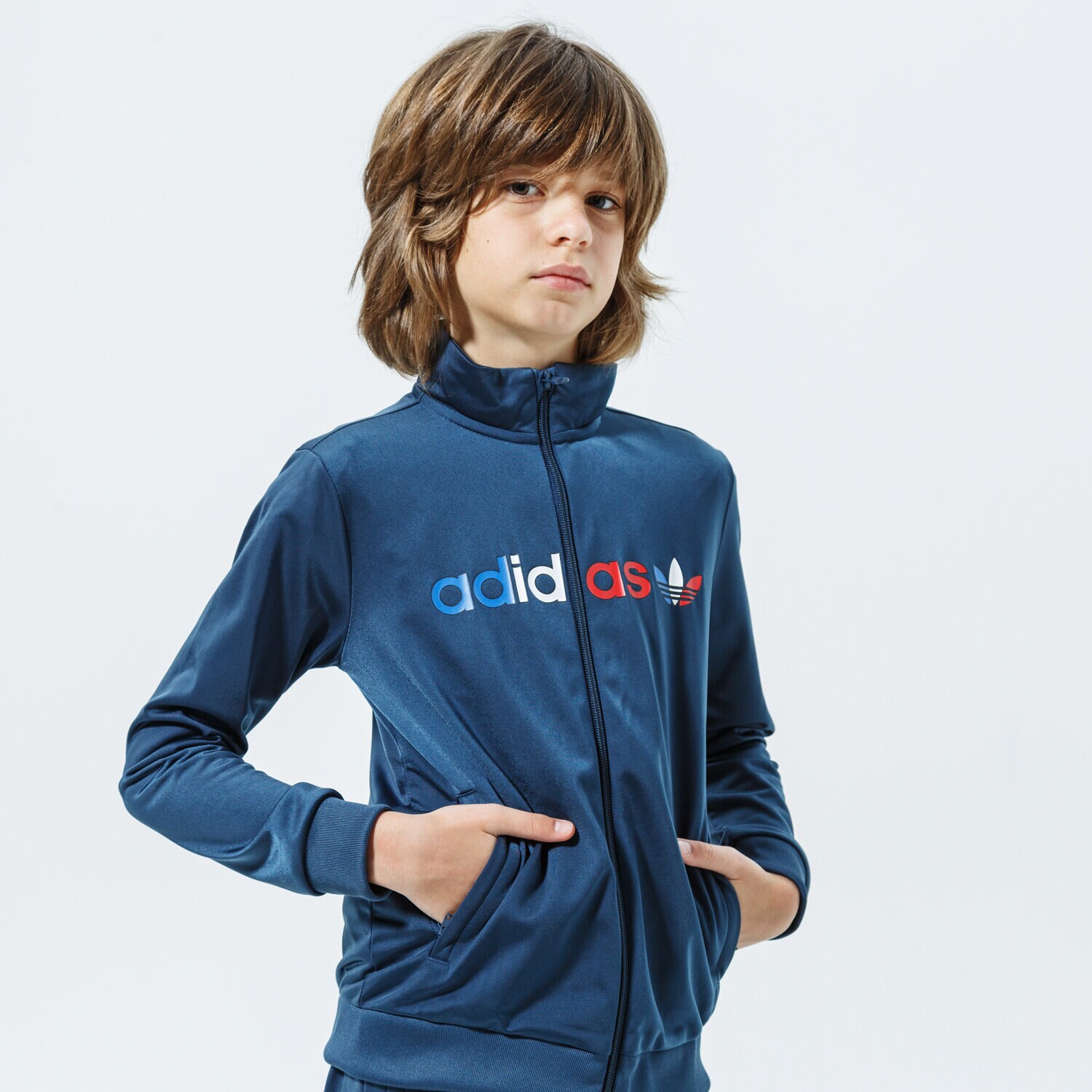 dětská mikina ADIDAS MIKINA ROZEPÍNACÍ TRACKTOP MM GN7437 MODRÁ