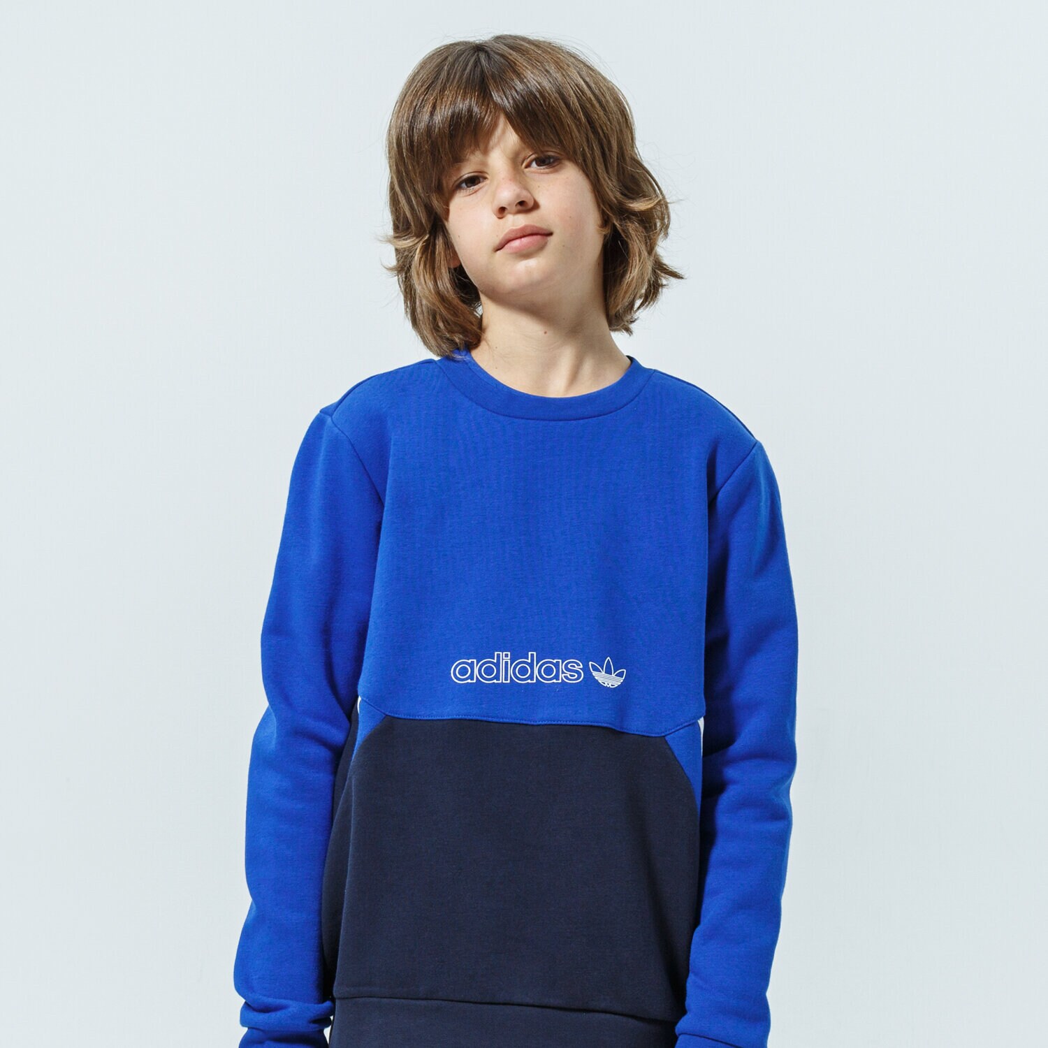 dětská mikina ADIDAS MIKINA CREW MM GN2317 MODRÁ