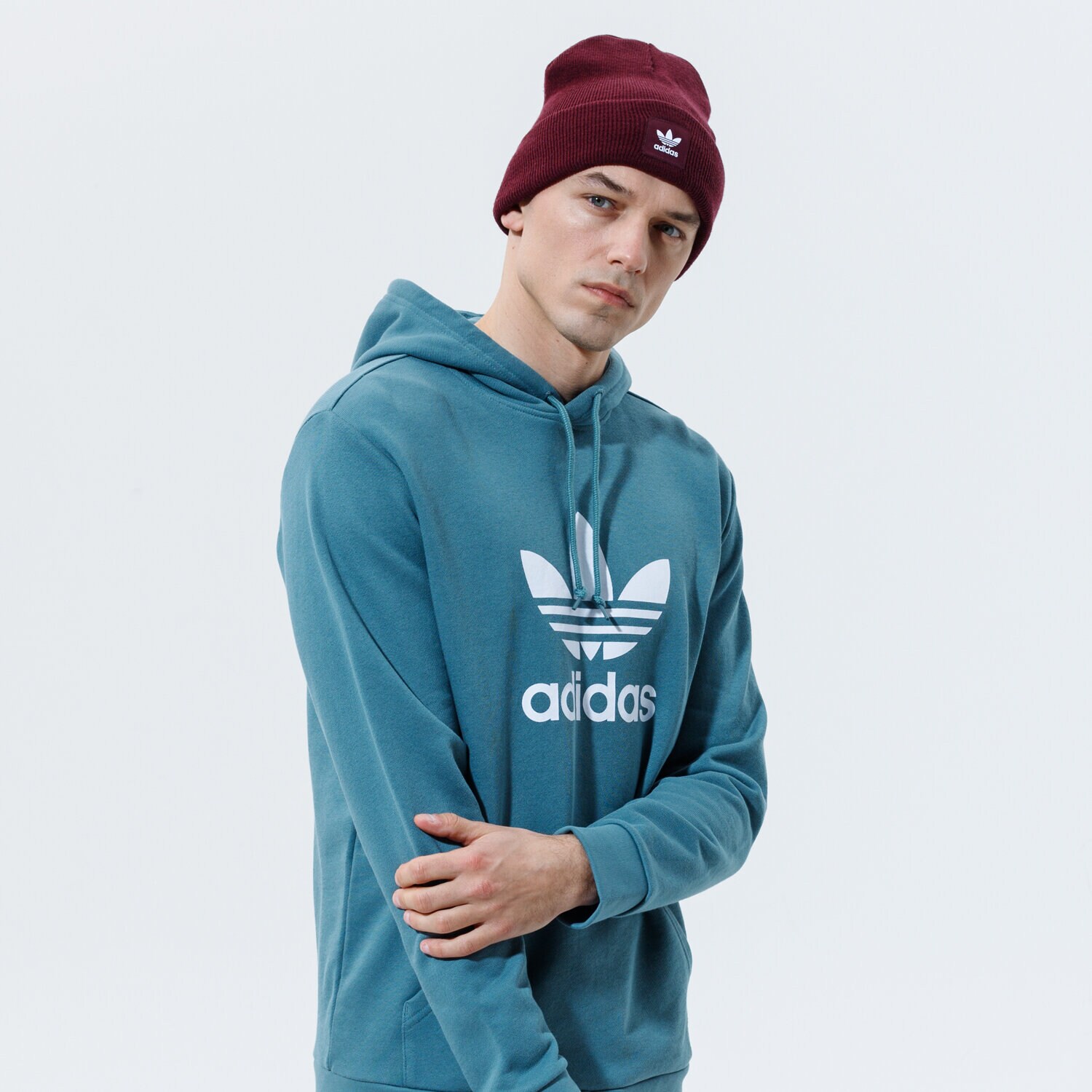pánská mikina ADIDAS MIKINA S KAPUCÍ TREFOIL HOODIE GN3461 MODRÁ