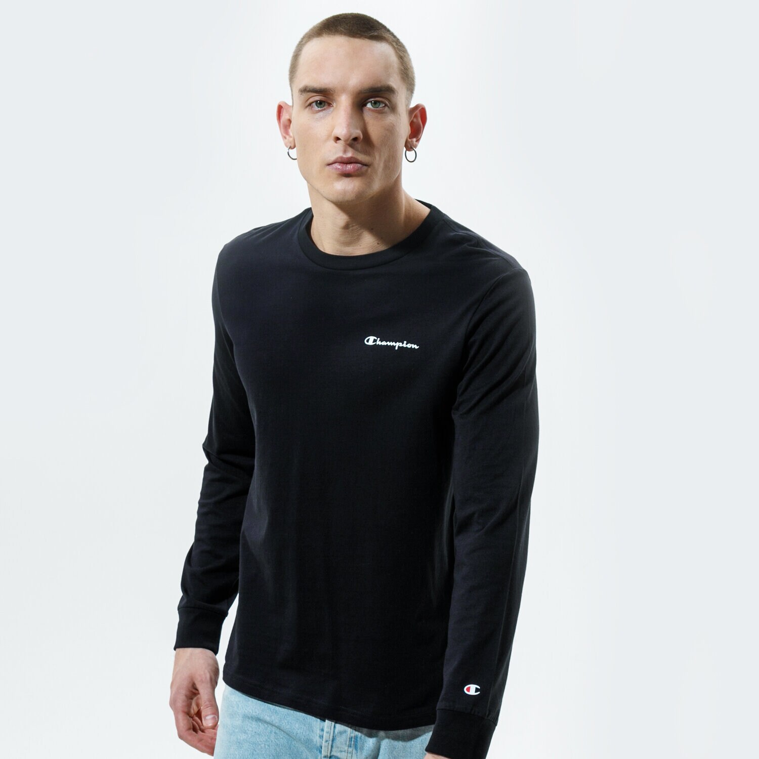 pánské tričko CHAMPION TRIČKO LONG SLEEVE TRIČKO 214157KK001 ČERNÁ