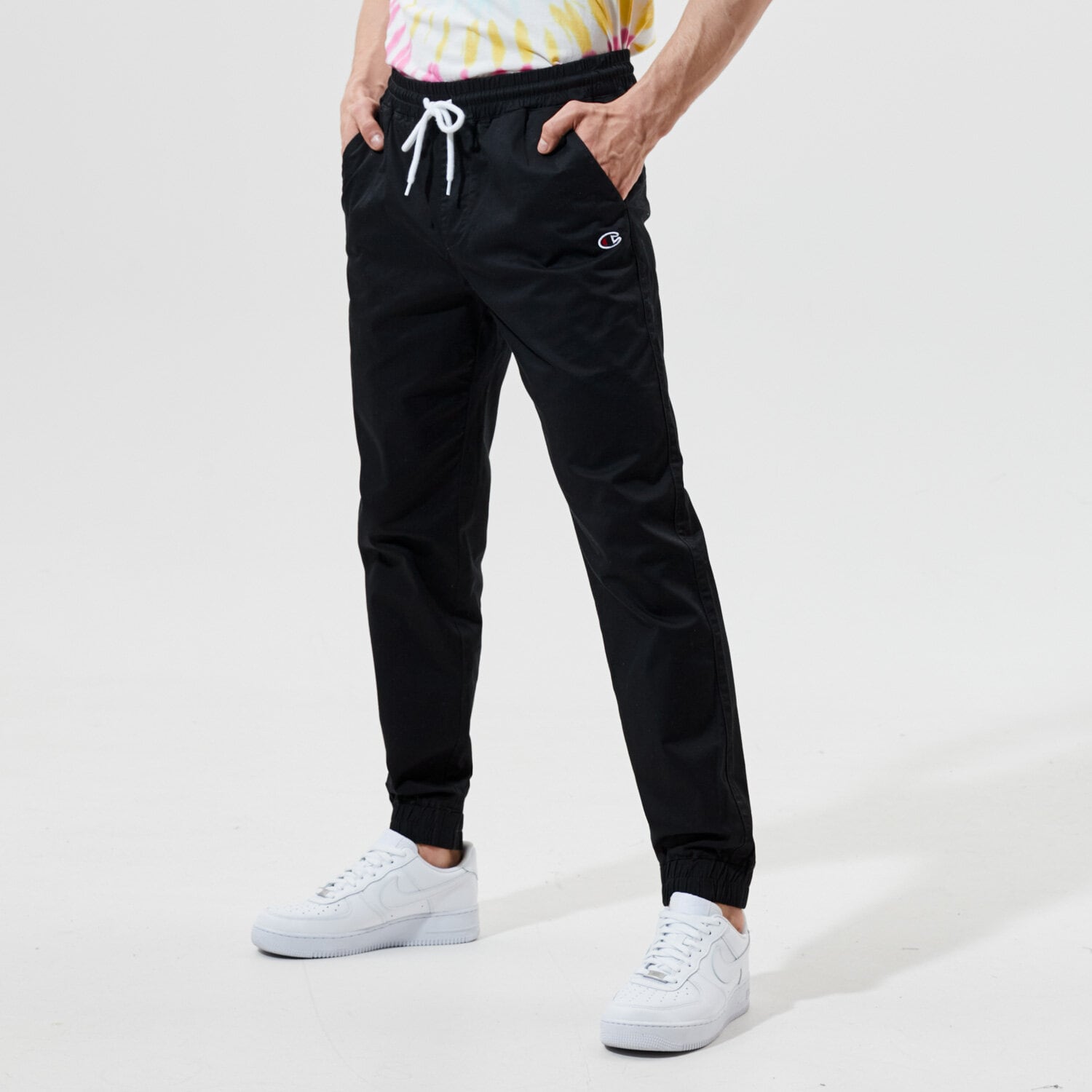 pánské kalhoty CHAMPION KALHOTY  ELASTIC CUFF PANTS 214366KK001 ČERNÁ